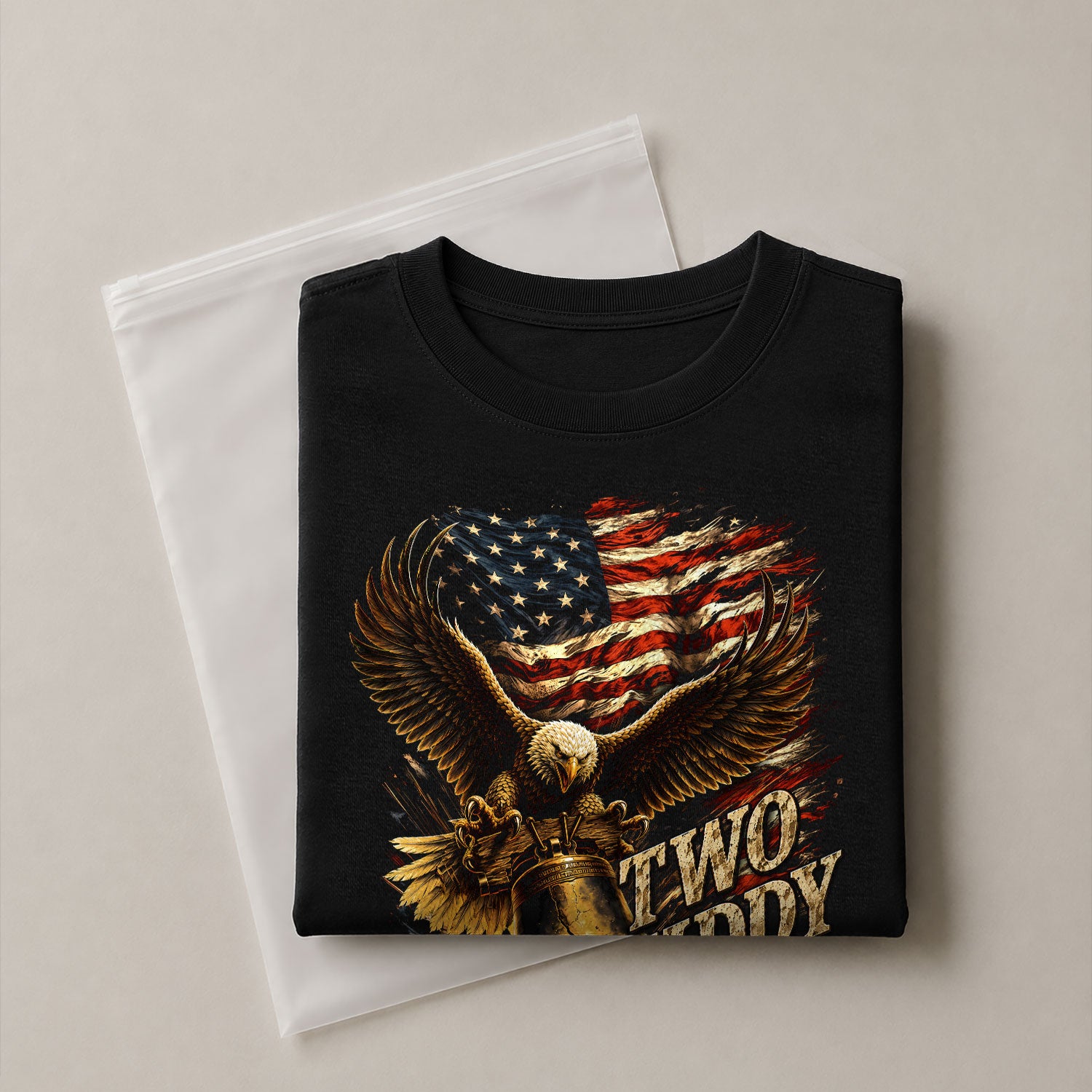 Iconic Patriotic Shirt - Two Fiddy Eagle Liberty Bell American Flag Graphic Design - Rust Field Wear