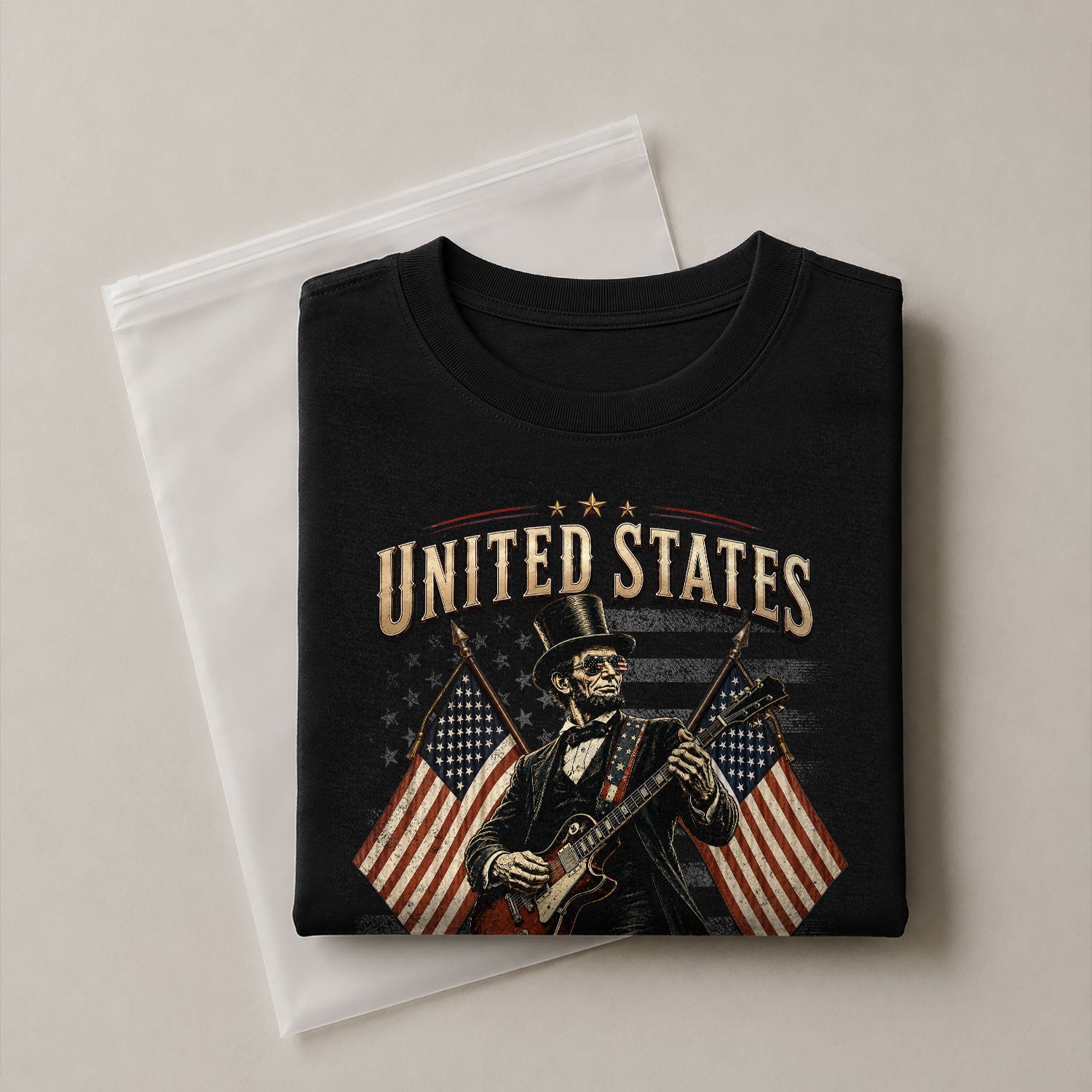Patriotic Lincoln Electric Guitar T-Shirt 1776 2026 Vintage American Flags Tee Retro - Rust Field Wear