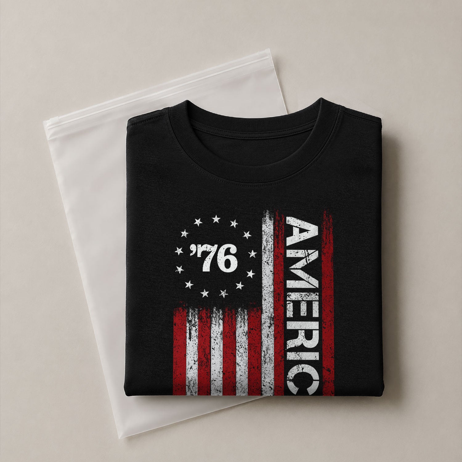 Classic Retro Style American Flag 76 Apparel Patriotic Graphic T-Shirt Holiday Wear - Rust Field Wear