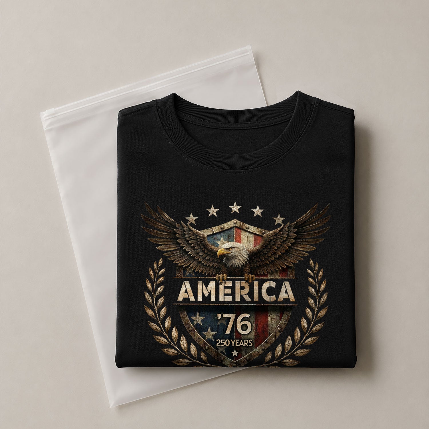 Patriotic America 76 Flag Shield Design T-Shirt Classic Vintage Graphic Tee Gift - Rust Field Wear