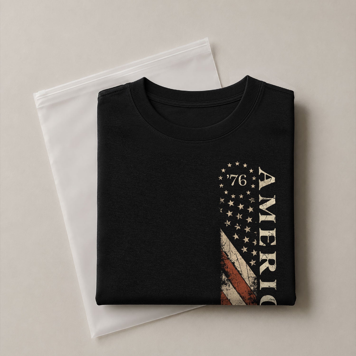 Vertical Flag America 76 T-Shirt Patriotic Vintage Style Graphic Tee Casual Shirt - Rust Field Wear