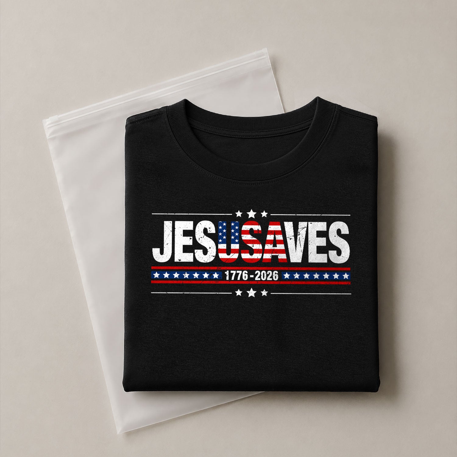 JESUSAVES T-Shirt USA Flag Patriotic 1776 2026 We The People Men Cotton Tee Shirt - Rust Field Wear