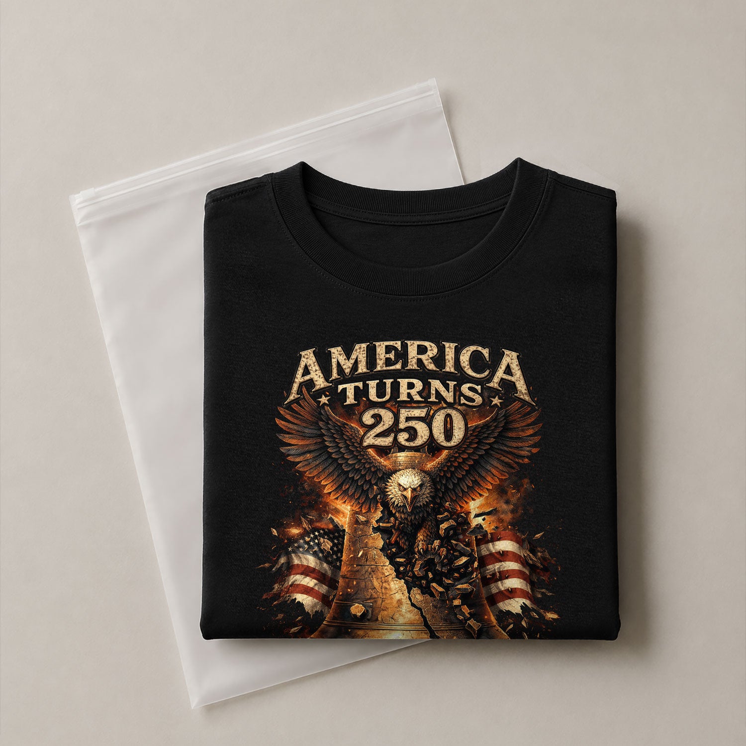 America Turns 250 I Turn 50 Eagle Liberty Bell Patriotic 50th Birthday 1976 T-Shirt - Rust Field Wear