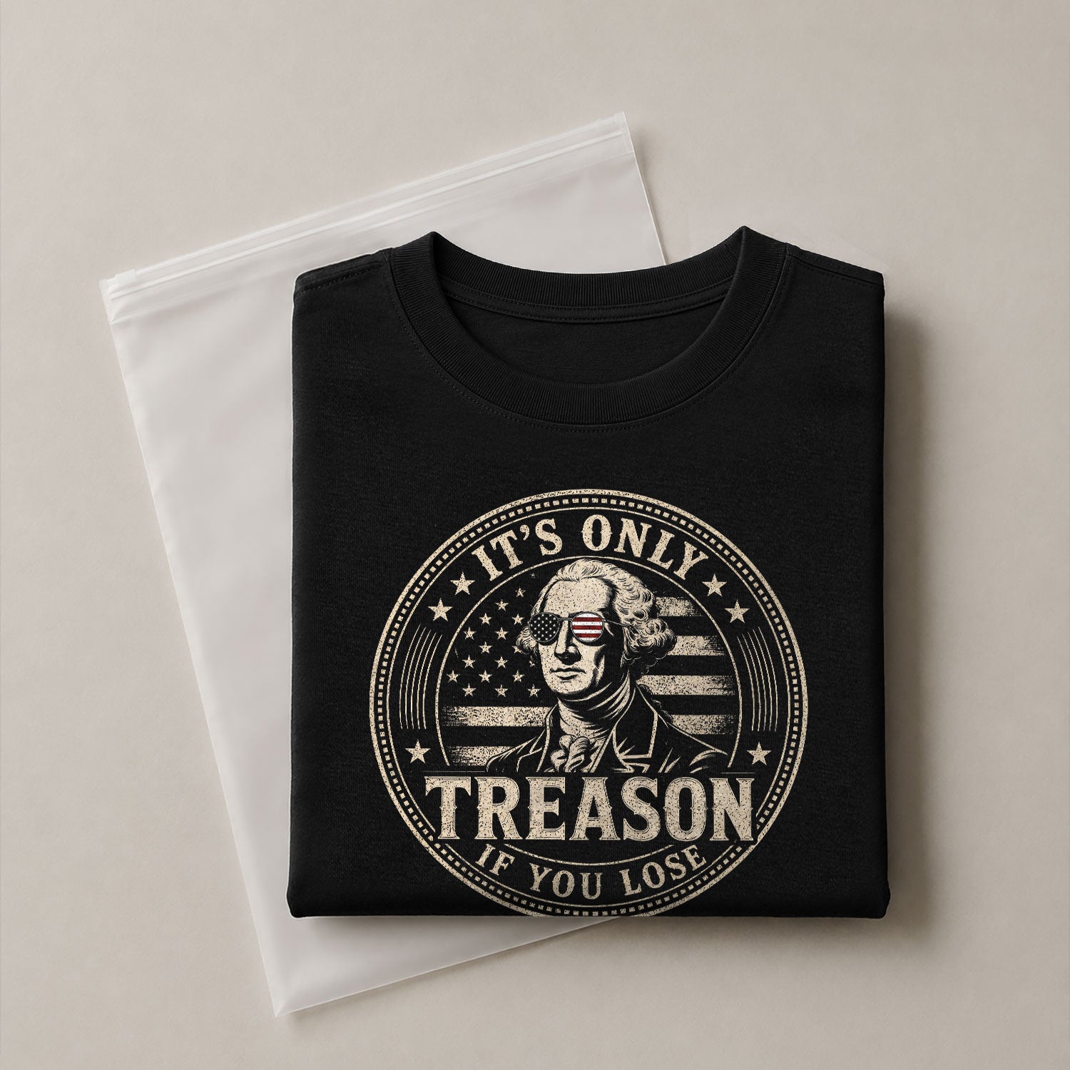 It's Only Treason If You Lose Shirt George Washington Circle Badge Patriotic 2D Graphic Tee - Rust Field Wear