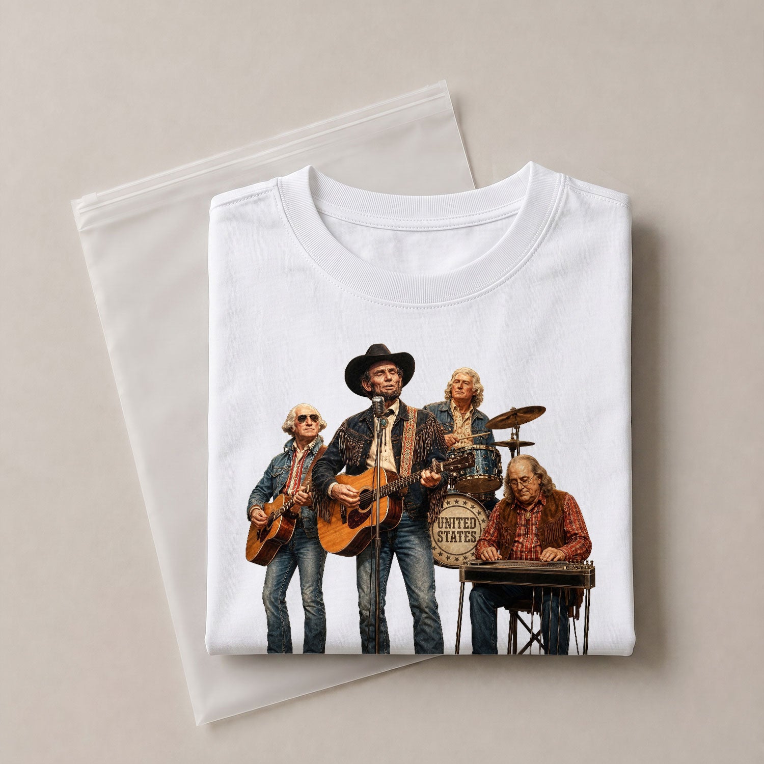 Vintage Patriotic Country Music Apparel - Founding Fathers Band Graphic Design - Rust Field Wear
