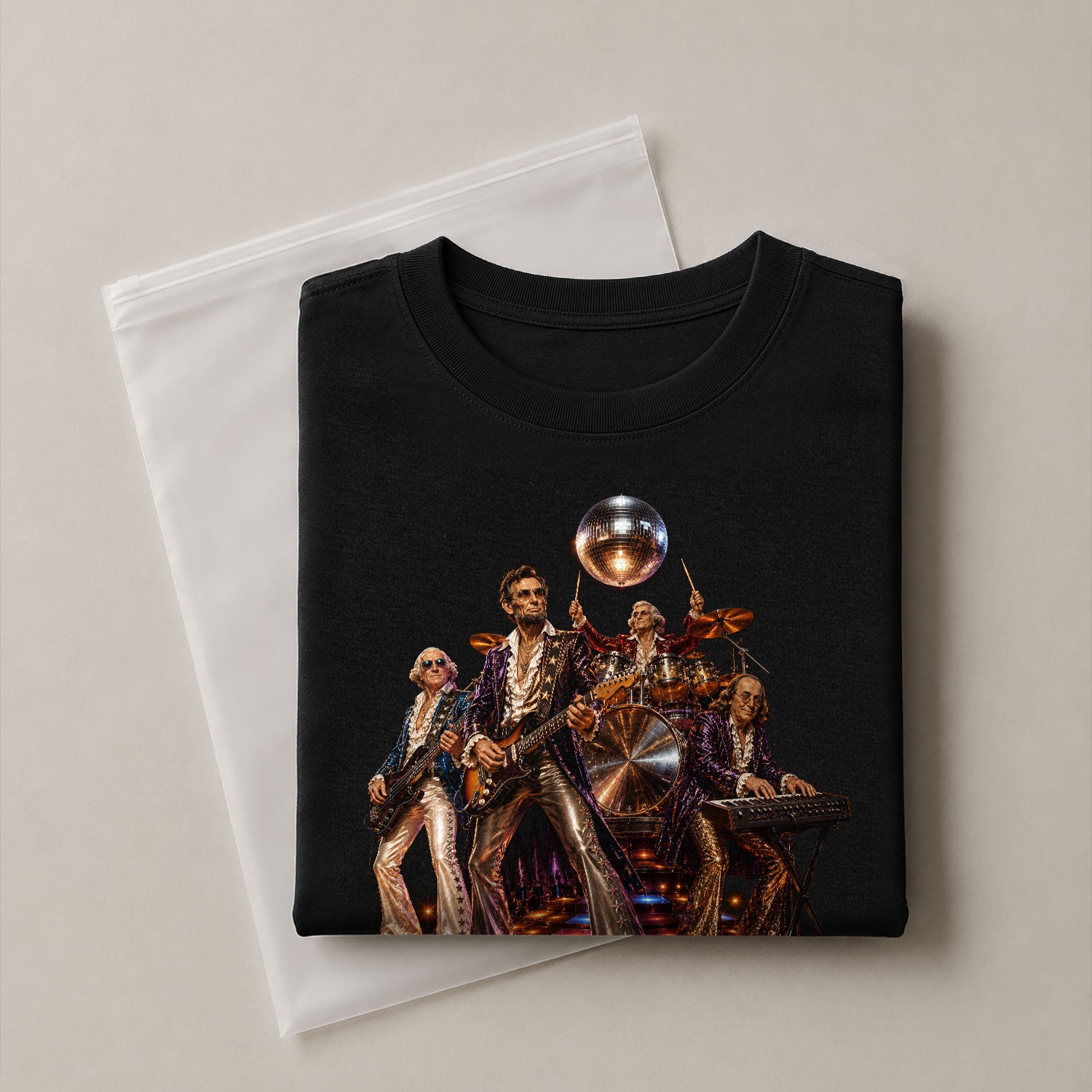 Unique Abraham Lincoln Disco Shirt - Historical Patriotic Band Graphic Print Tee - Rust Field Wear
