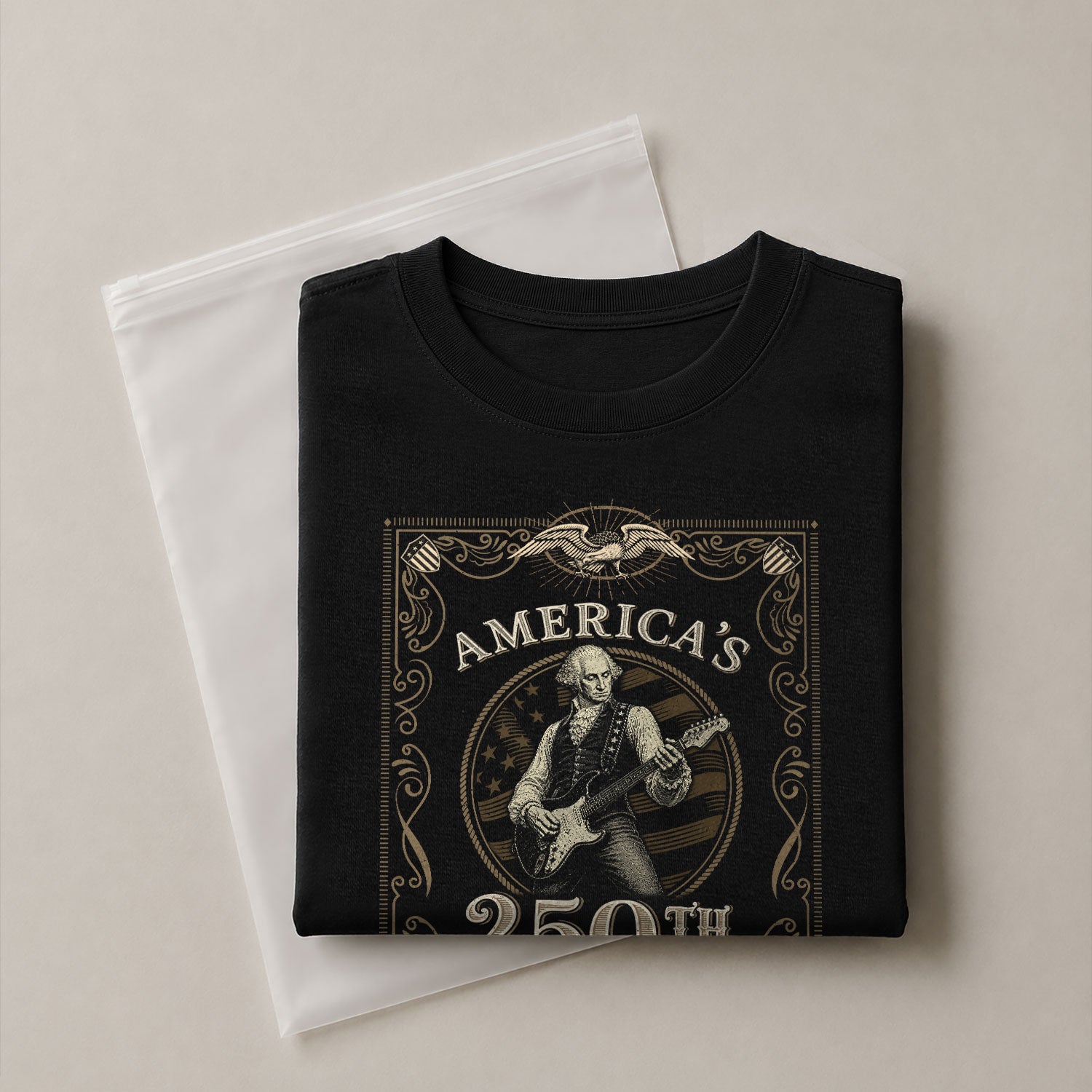 George Washington Playing Guitar 250 Years Patriotic Independence Day 2D Shirt - Rust Field Wear