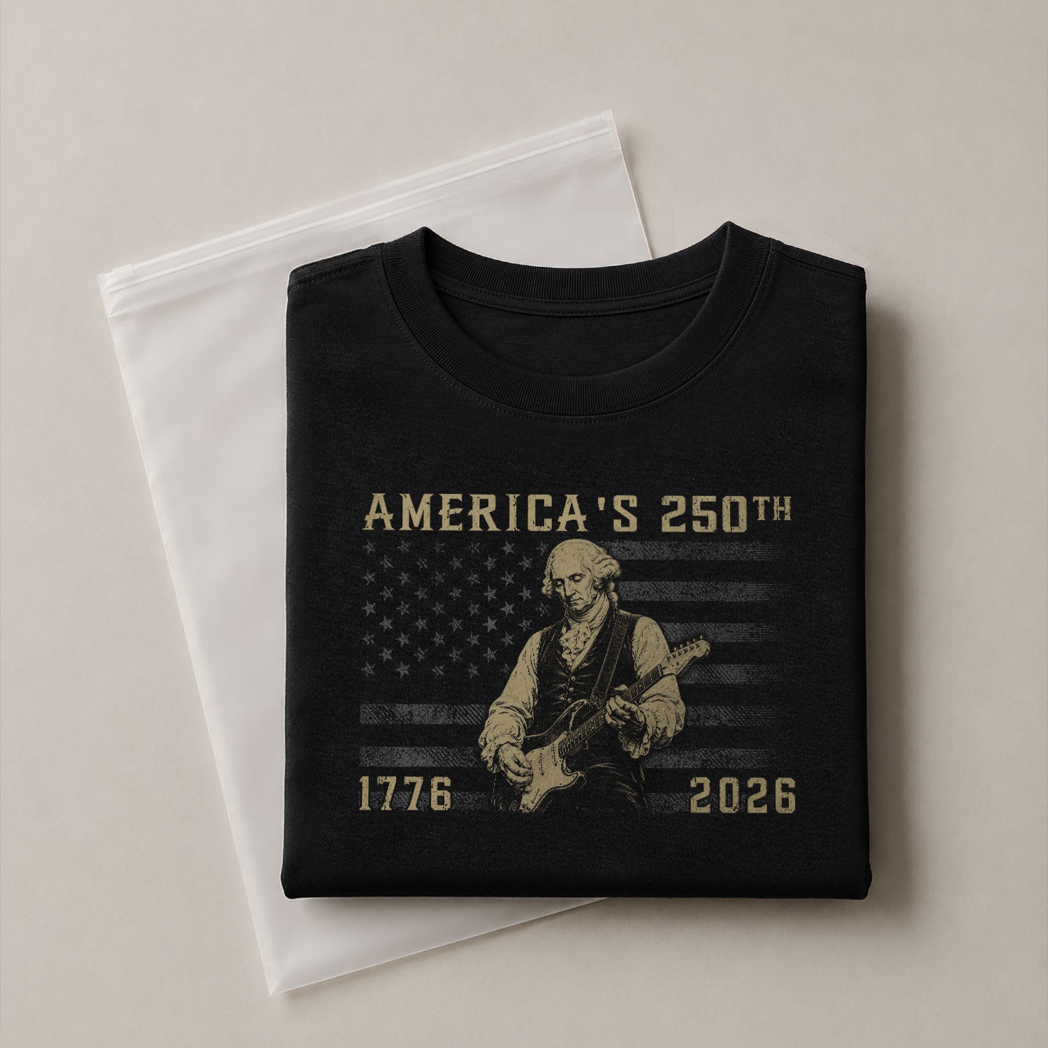America's 250th George Washington Playing Guitar Patriotic Flag 1776-2026 Shirt - Rust Field Wear