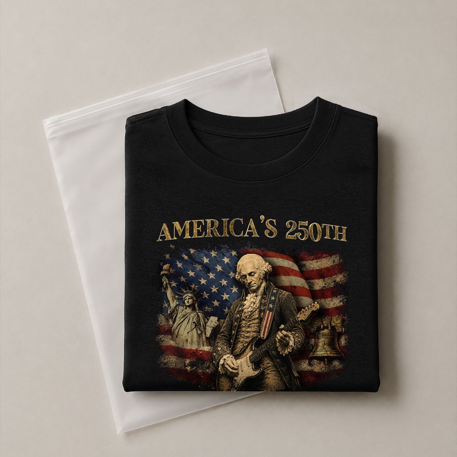 America's 250th George Washington Guitar Patriotic Flag 1776-2026 Independence Shirt - Rust Field Wear
