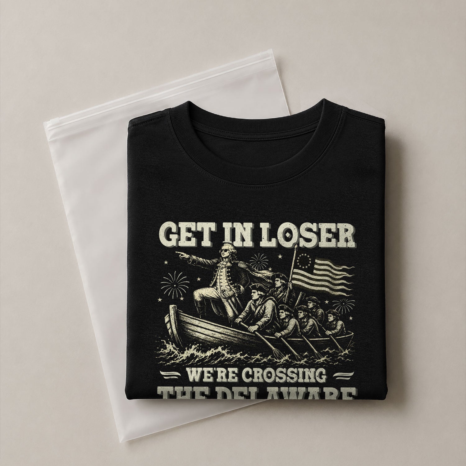 Get In Loser We're Crossing The Delaware Graphic Tee - Patriotic Washington History Shirt - Rust Field Wear