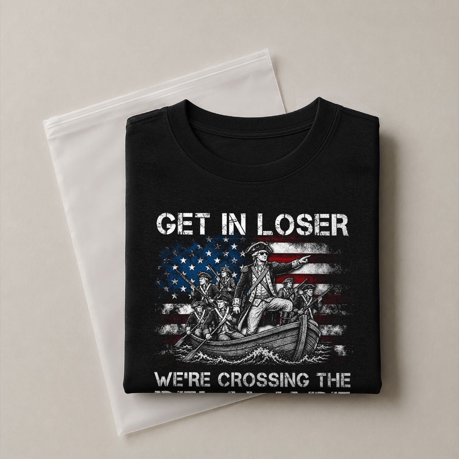 Washington Crossing The Delaware Graphic Tee - Get In Loser Patriotic History Shirt - Rust Field Wear