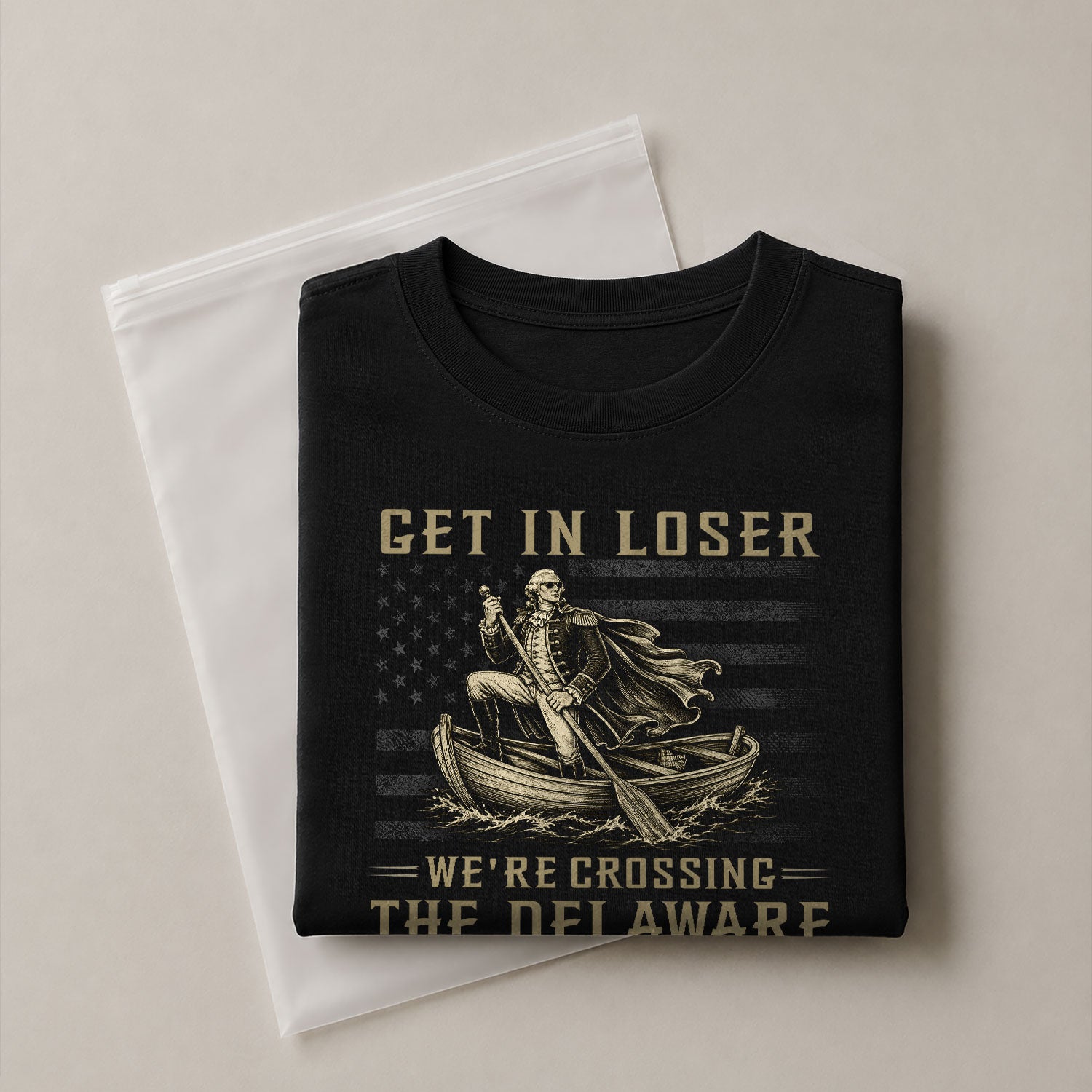Patriotic Delaware River Crossing Tee - Get In Loser Washington Graphic Men's Shirt - Rust Field Wear