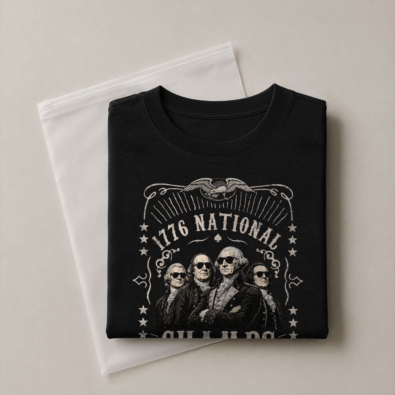 1776 National Champs T-Shirt – Vintage Founding Fathers Graphic Tee for Patriotic Style - Rust Field Wear