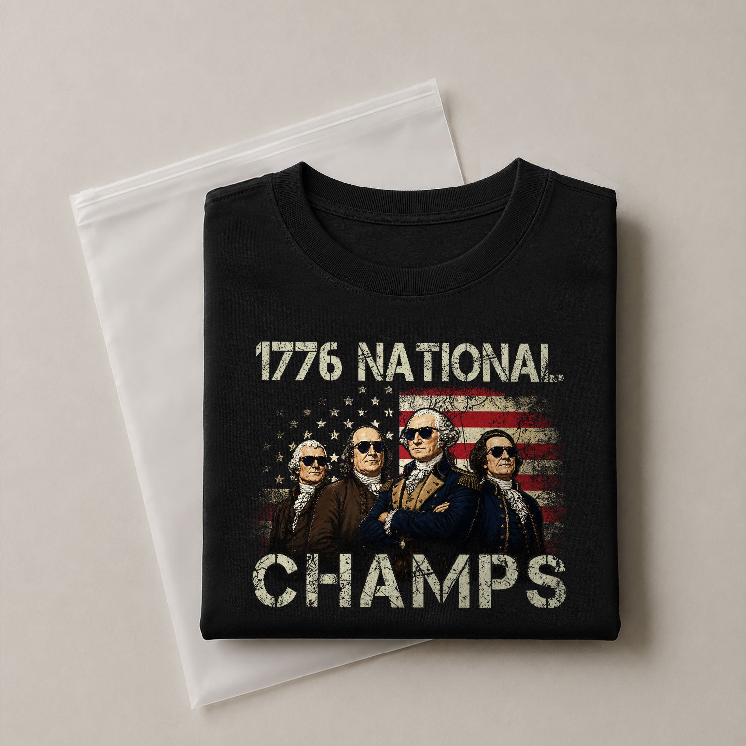 1776 National Champs T-Shirt – Patriotic Founding Fathers Graphic Tee for Casual Wear - Rust Field Wear
