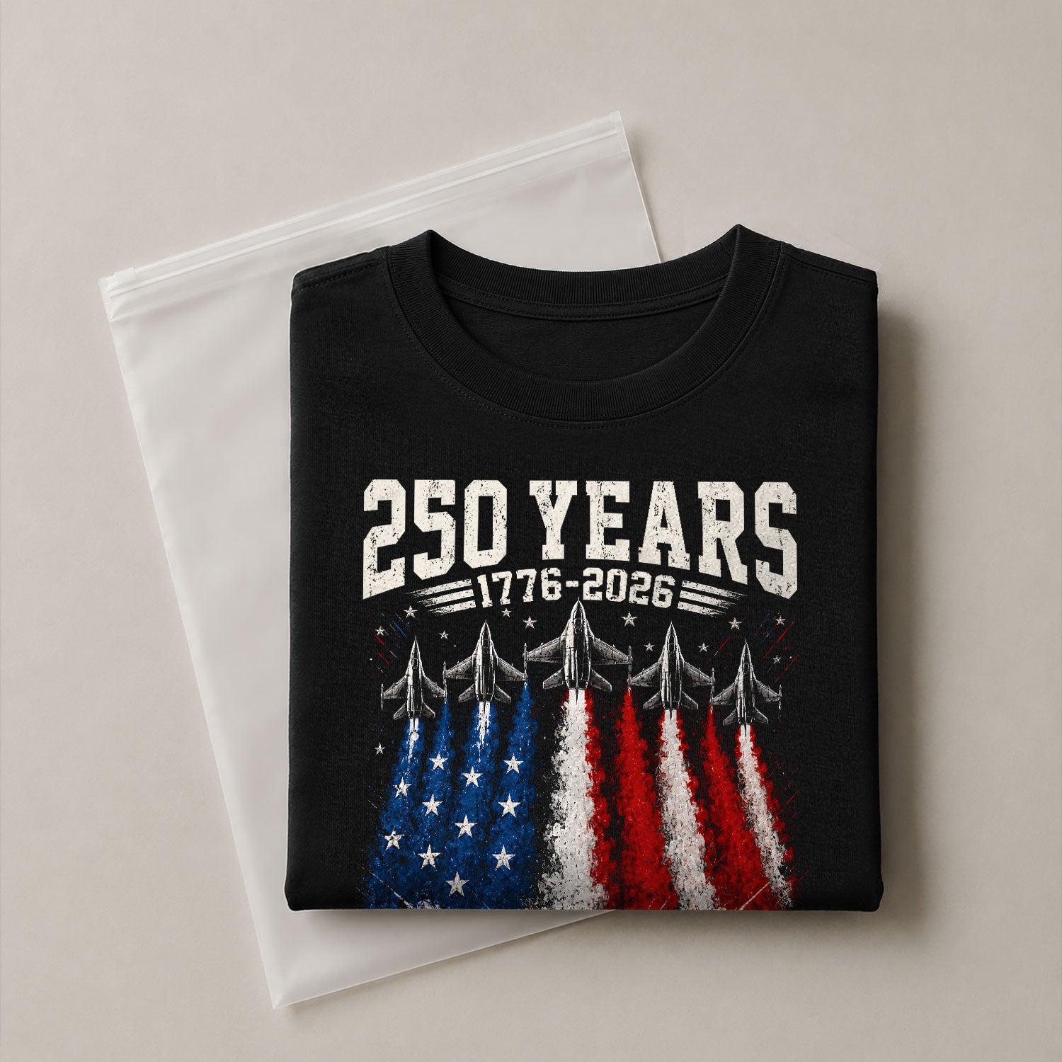 Commemorative 250 Years Freedom Tee - Vintage Fighter Jet Patriotic Cotton Shirt - Rust Field Wear