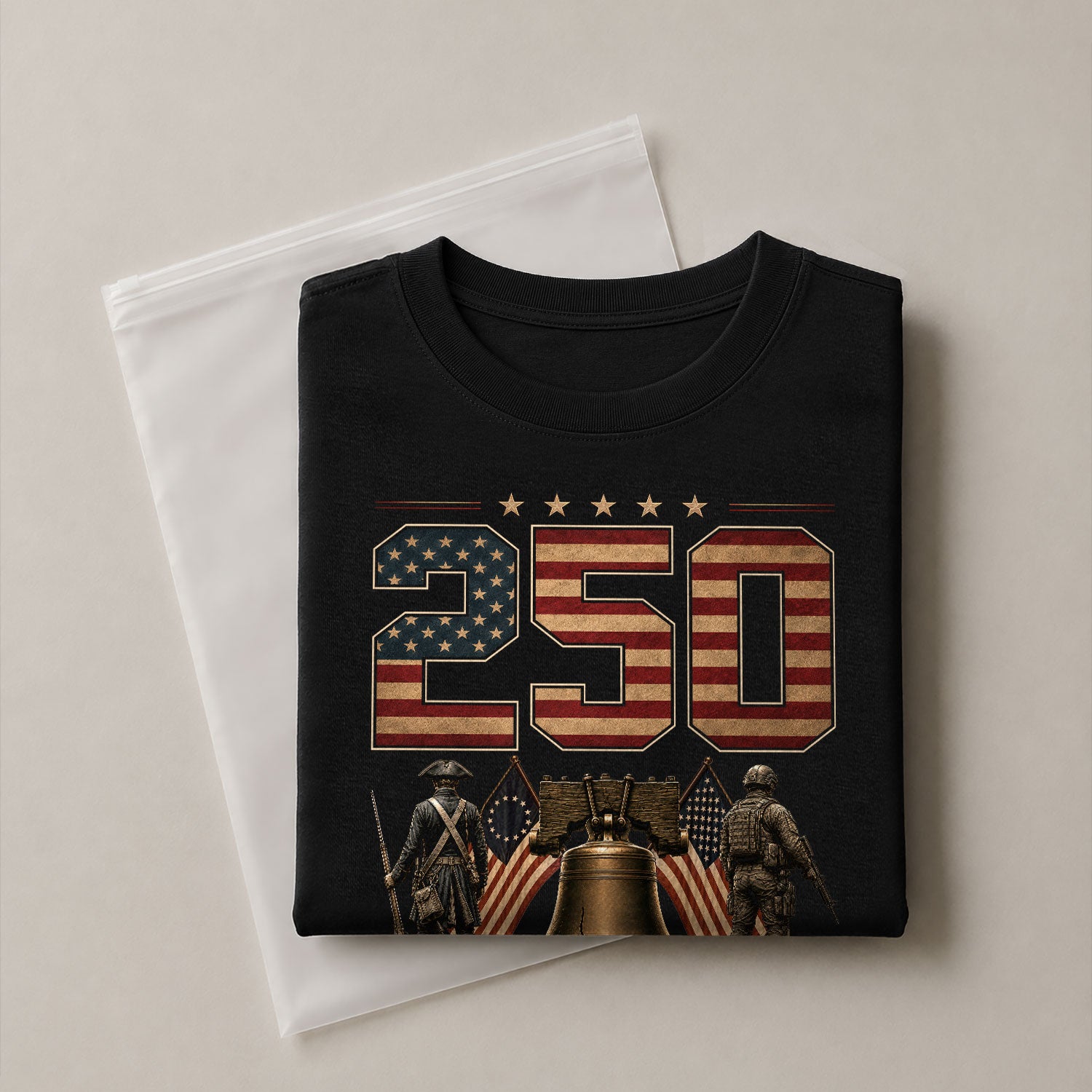 250 Years Of Freedom Tee - Historic Liberty Bell Patriotic Soldier Cotton Shirt - Rust Field Wear