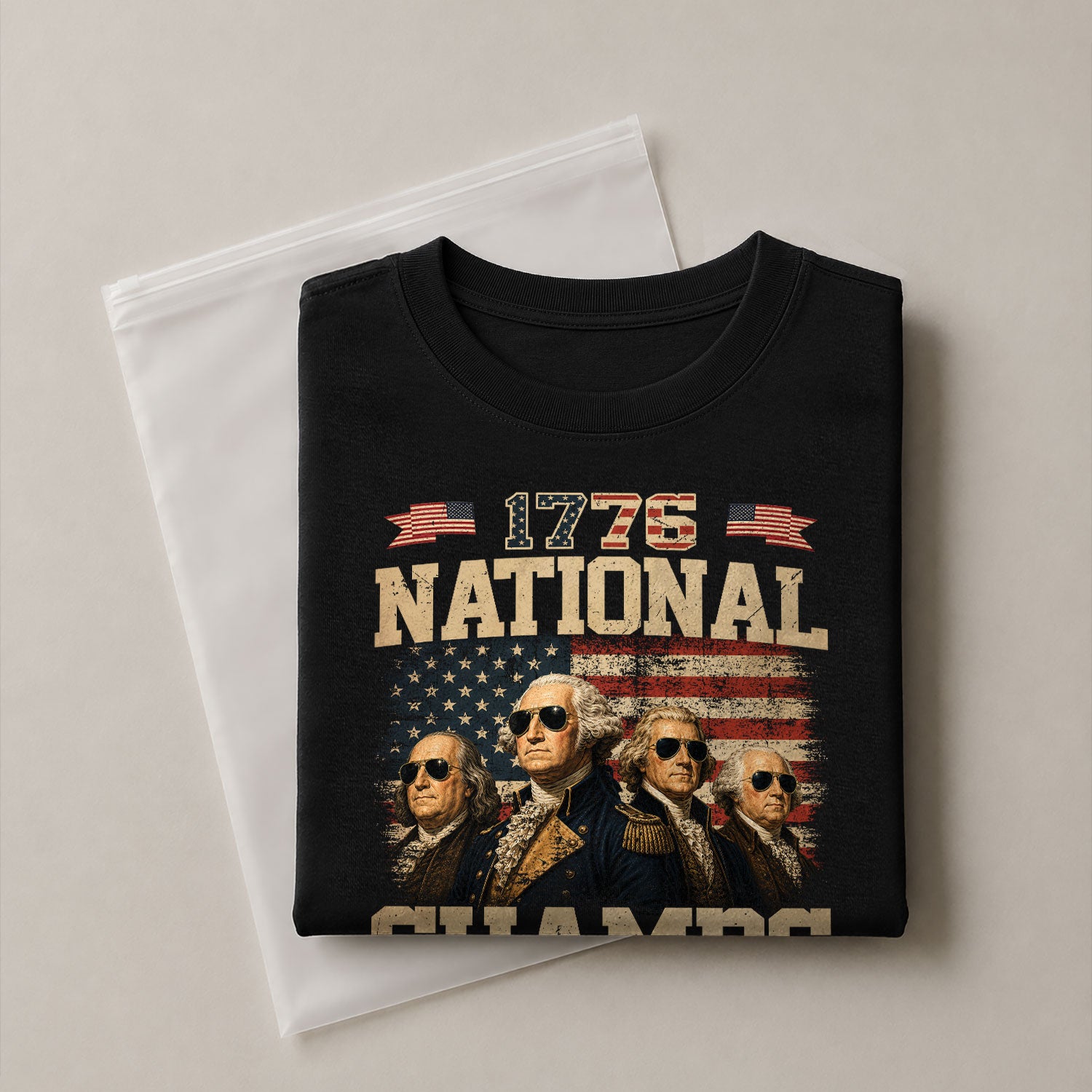 1776 National Champs Graphic T-Shirt Patriotic Founding Fathers Vintage Style Casual Tee - Rust Field Wear
