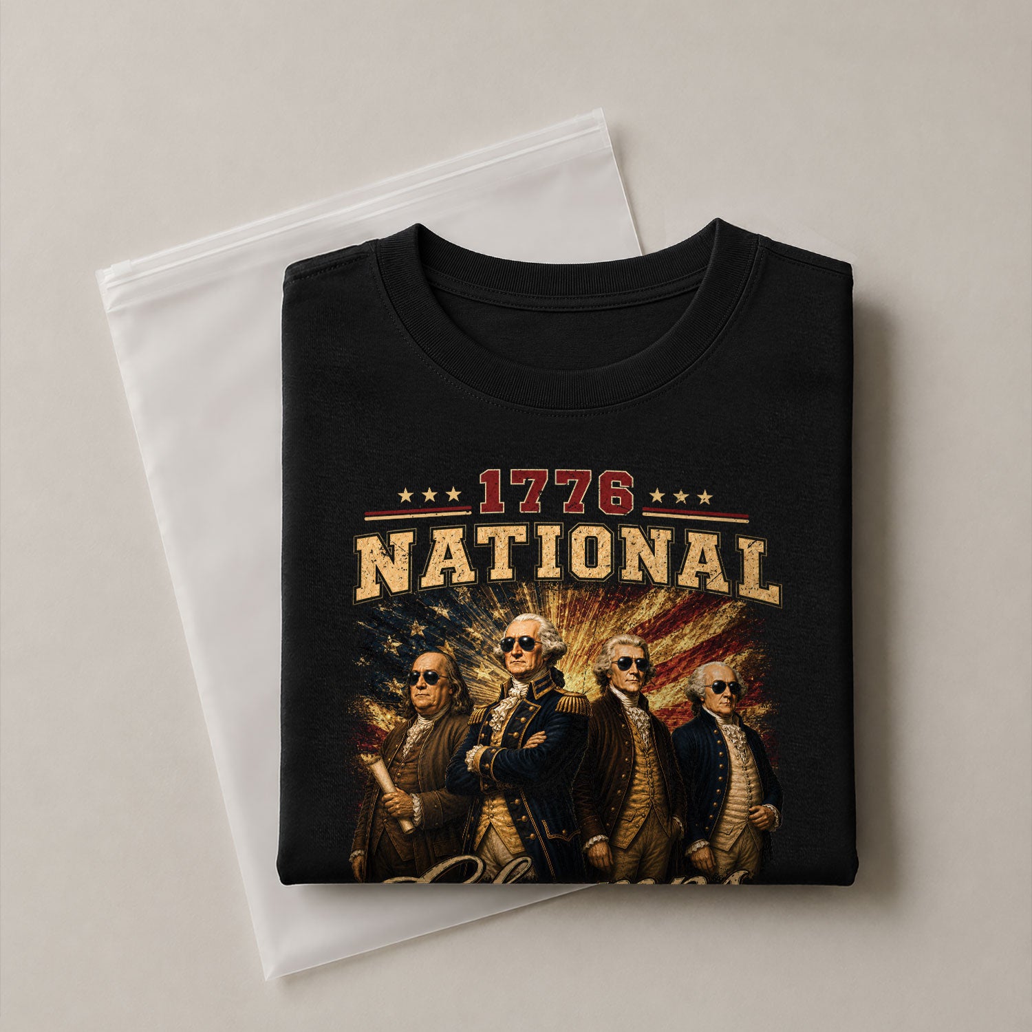 1776 National Champs Patriotic Graphic T-Shirt Founding Fathers Vintage Style Casual Apparel - Rust Field Wear