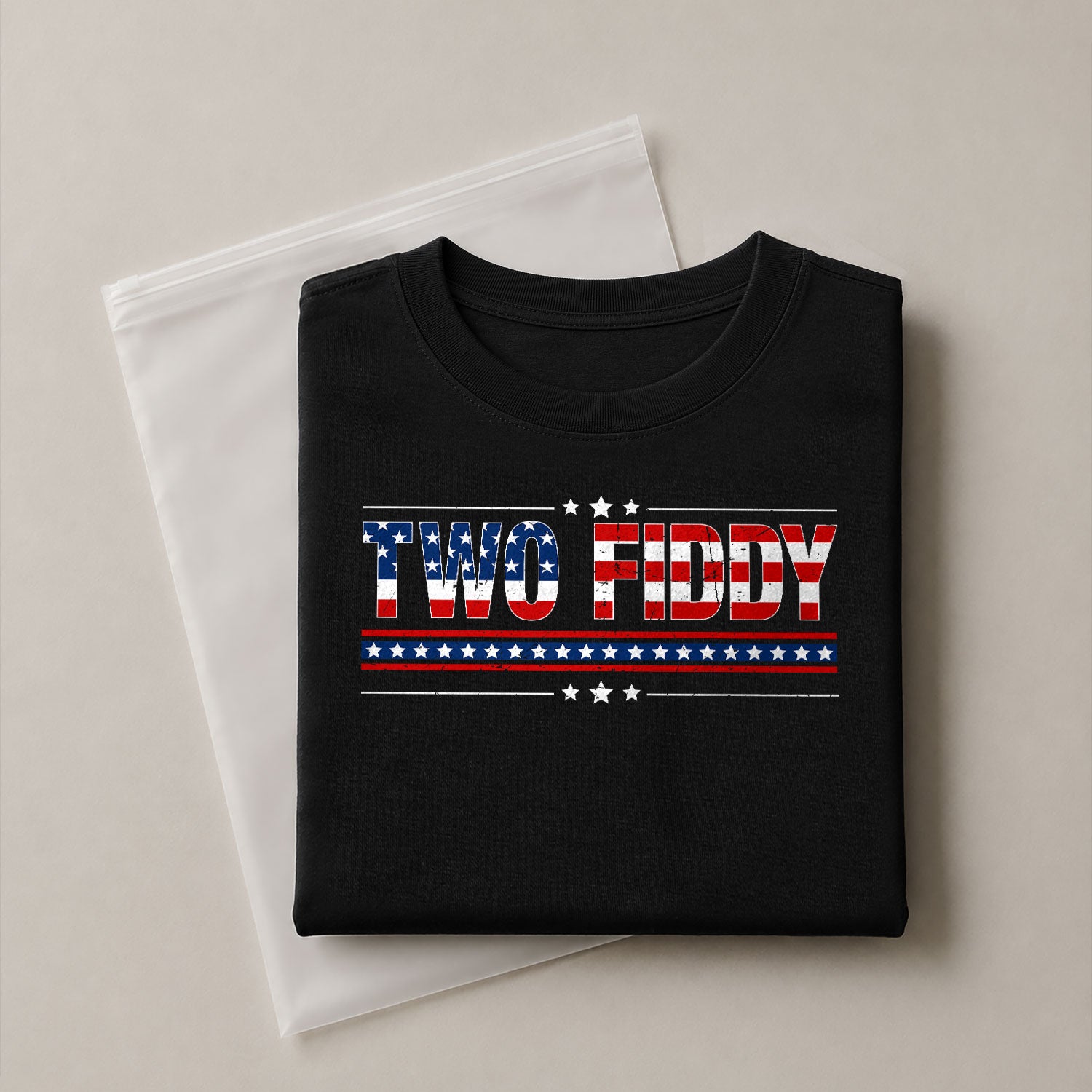 Two Fiddy Graphic T-Shirt Patriotic American Flag Design Casual Tee for Men and Women - Rust Field Wear