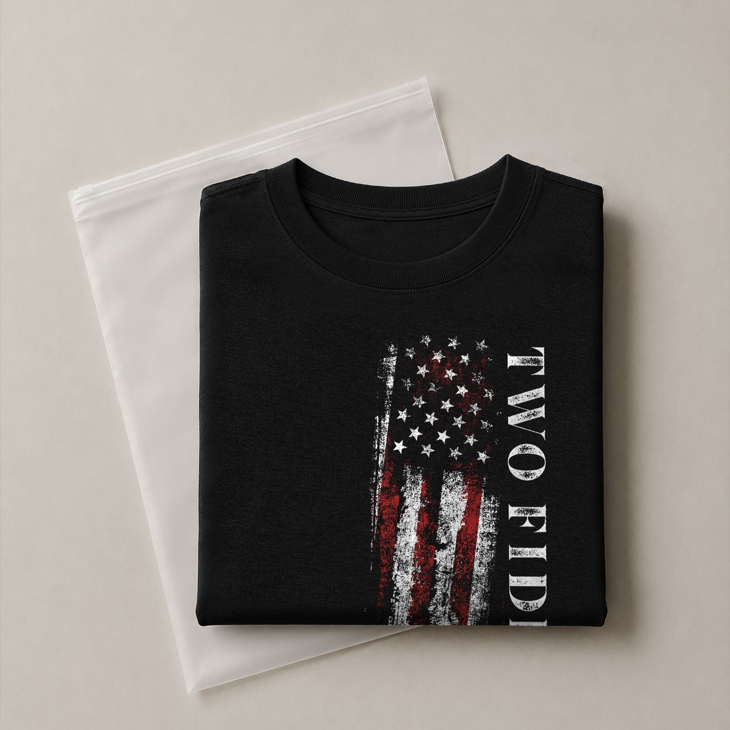 Two Fiddy Patriotic T-Shirt Distressed Vertical Flag Graphic Casual Apparel for Everyone - Rust Field Wear