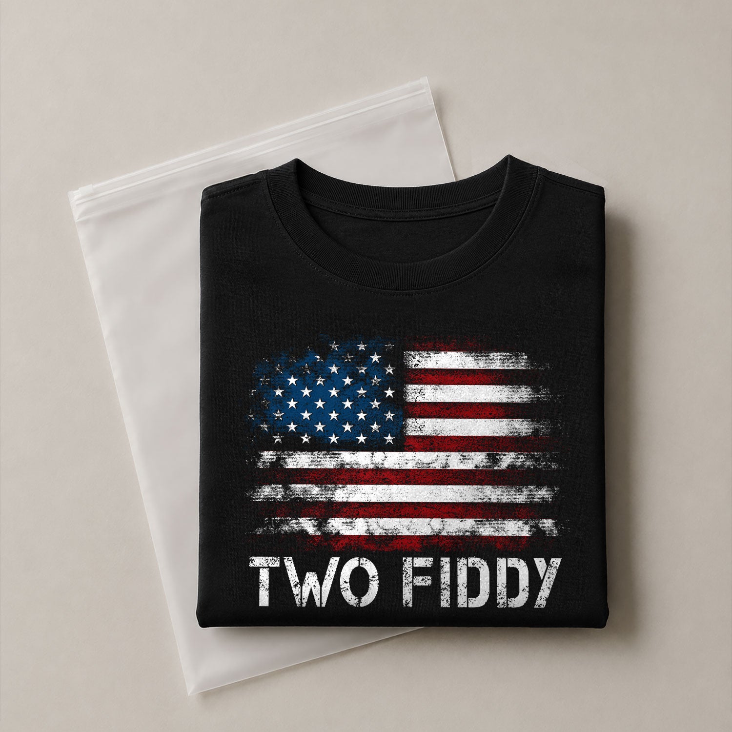 Two Fiddy Distressed Flag Graphic Tee Unisex Soft Cotton Patriotic Short Sleeve T-Shirt - Rust Field Wear