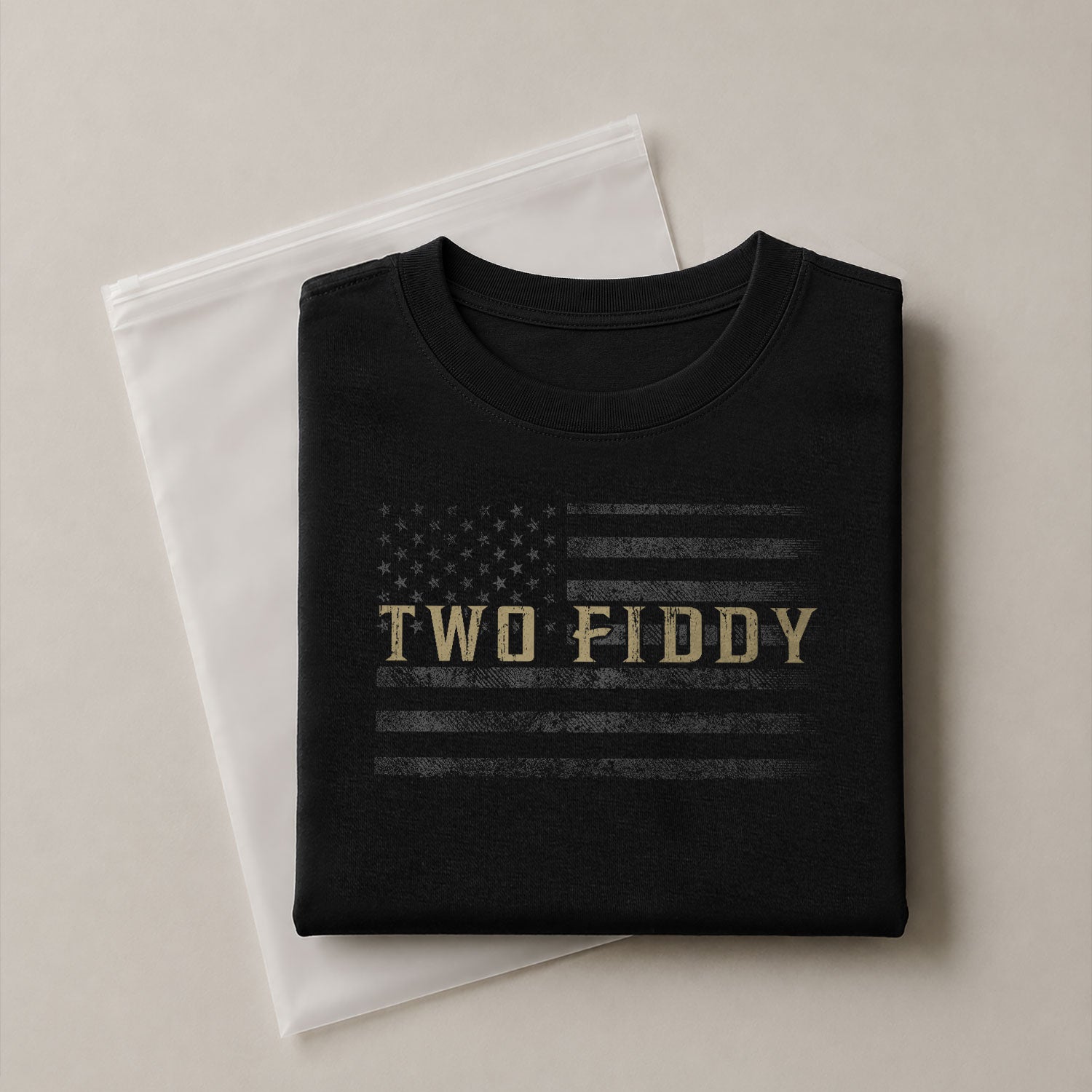 Two Fiddy Graphic T-Shirt Vintage Style Flag Design Casual Apparel Short Sleeve Tee - Rust Field Wear