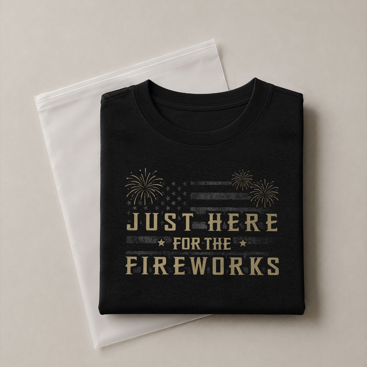 Just Here for The Fireworks Shirt Patriotic 4th of July USA American Flag Tee Men - Rust Field Wear
