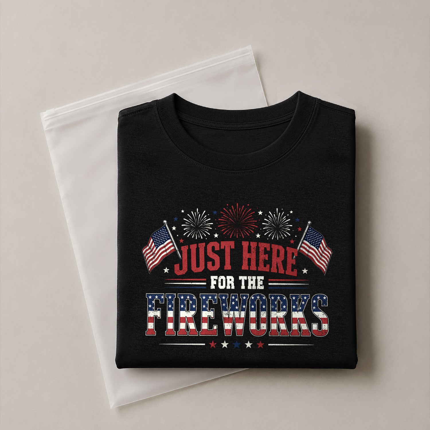 Just Here for The Fireworks Shirt 4th of July Patriotic American Flag Tee Men Women - Rust Field Wear