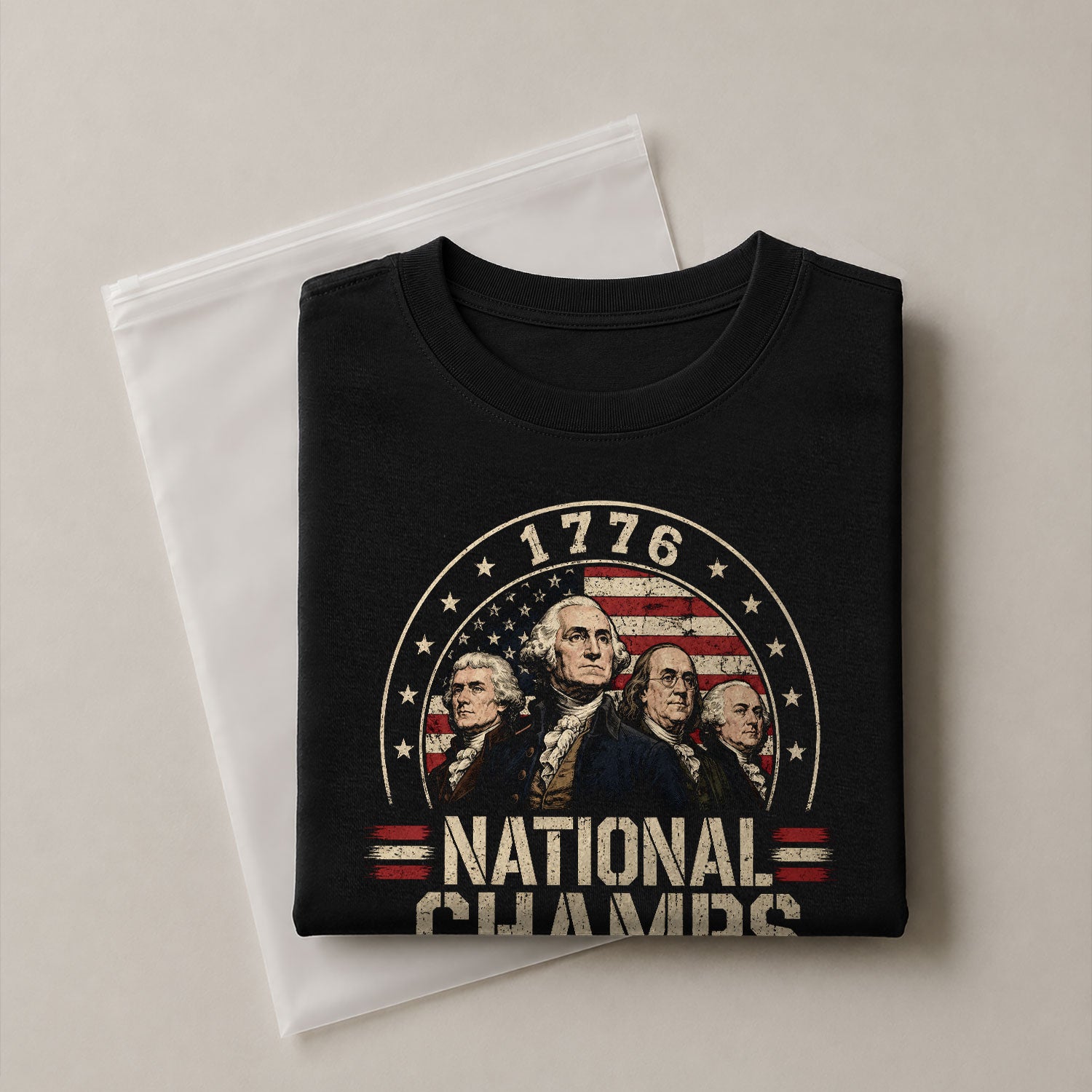 1776 National Champs Graphic Tee - Patriotic Founding Fathers American Flag Shirt - Rust Field Wear