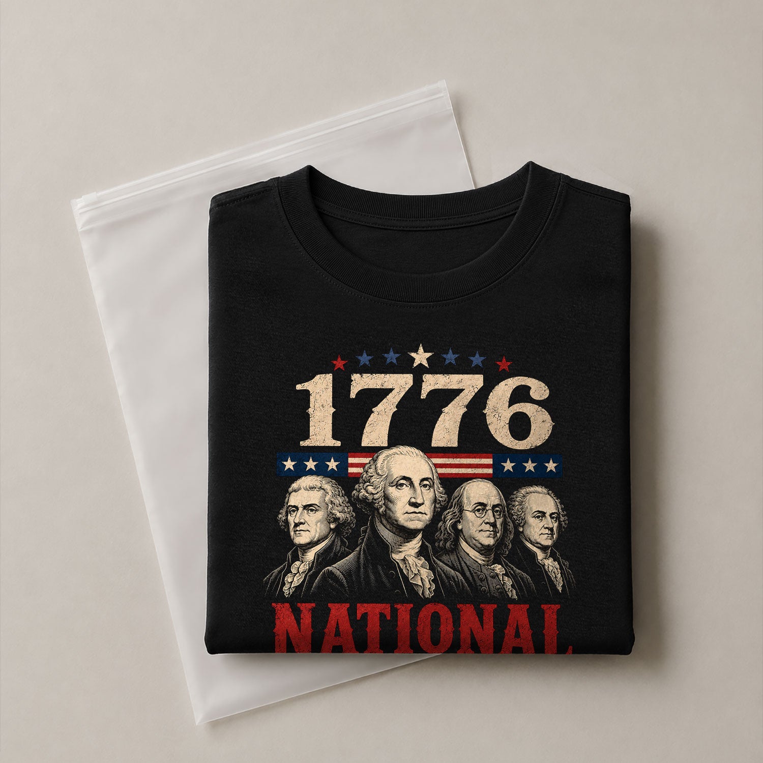 Founding Fathers Graphic Apparel - 1776 National Champs Patriotic Navy T-Shirt - Rust Field Wear