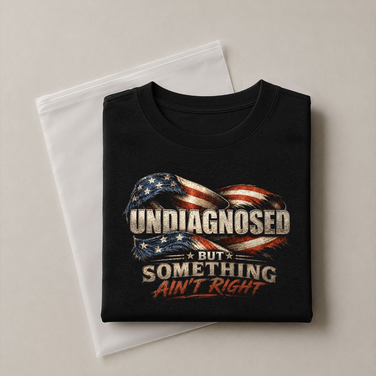 Undiagnosed But Something Ain't Right Eagle Flag T-Shirt Funny Patriotic Graphic Tee - Rust Field Wear