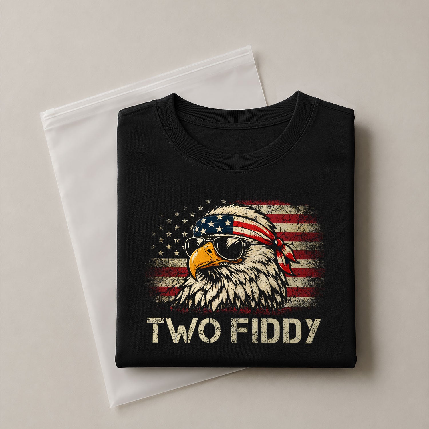 Two Fiddy Eagle Graphic T-Shirt - Vintage American Heritage Patriotic Celebration Tee - Rust Field Wear