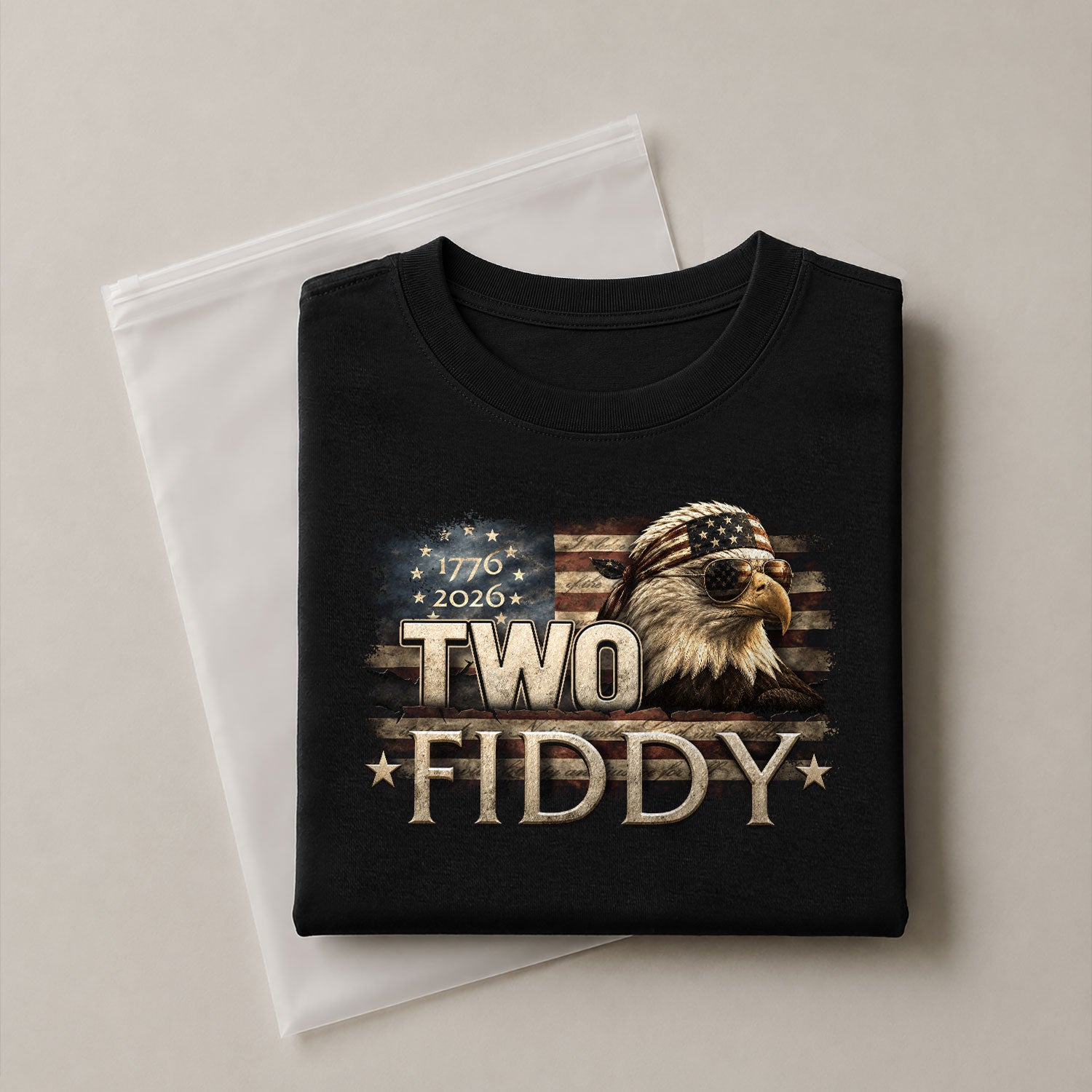 Two Fiddy 1776 2026 Graphic Tee Bald Eagle Patriotic Apparel Heritage Clothing - Rust Field Wear