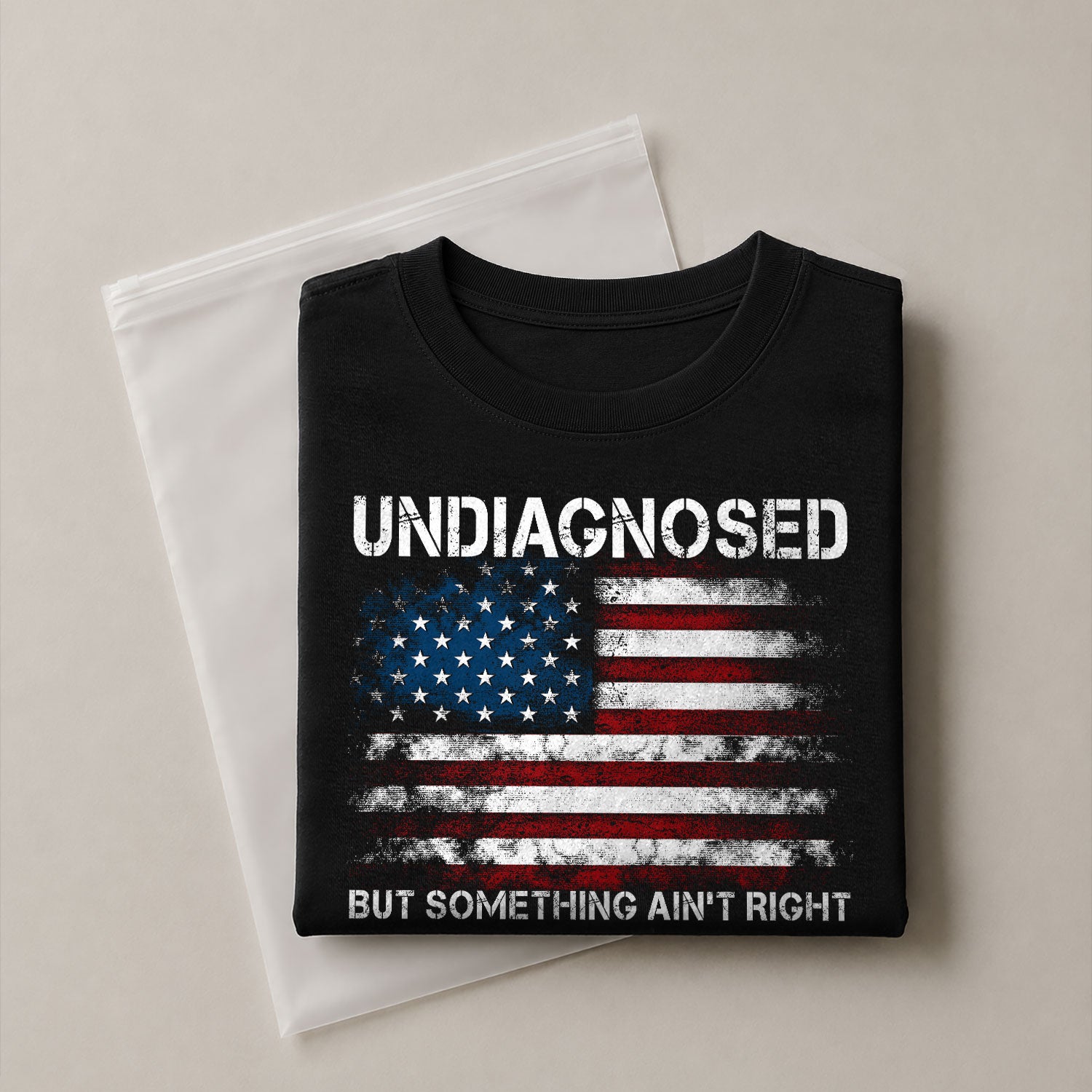 Undiagnosed But Something Ain't Right Graphic Tee Distressed USA Flag Patriotic Shirt - Rust Field Wear