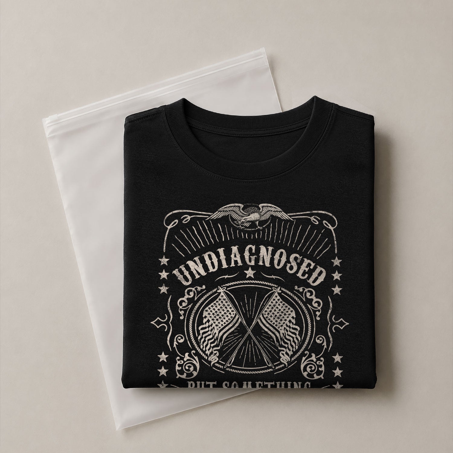 Undiagnosed But Something Ain't Right Graphic Tee Vintage Eagle Flag Patriotic Shirt - Rust Field Wear
