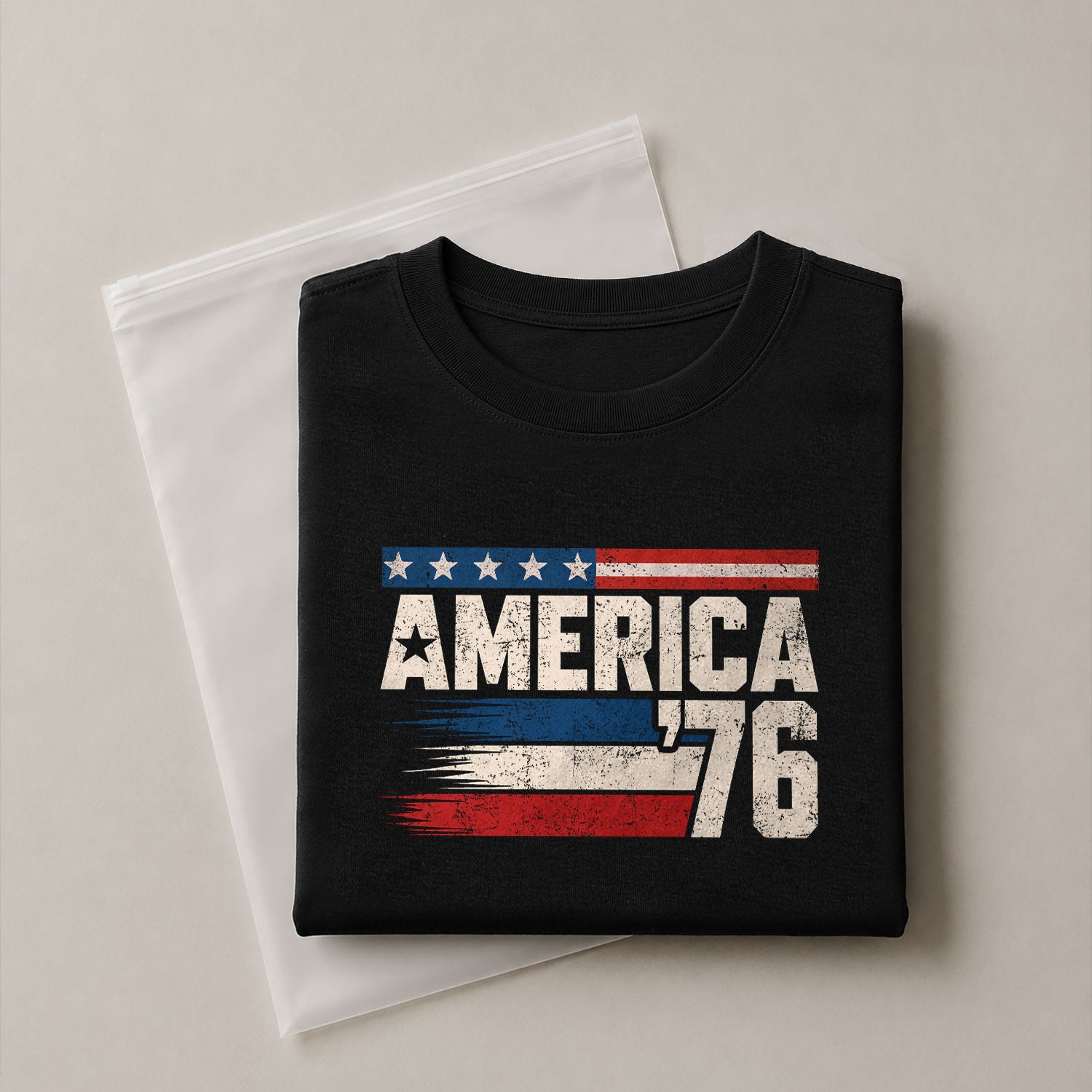 America '76 Graphic Tee Vintage Flag Design Patriotic Style Casual Mens Statement Shirt - Rust Field Wear