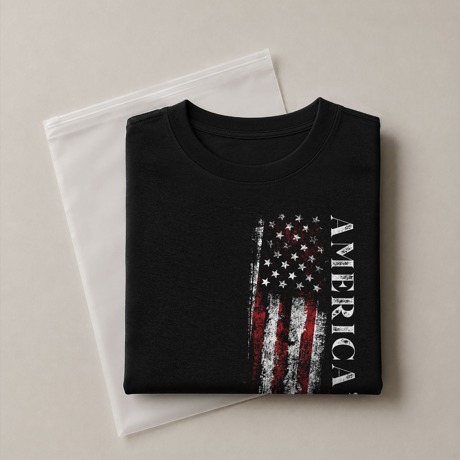 America '76 Graphic T Shirt Patriotic Vertical Flag Design Casual Mens Statement Shirt - Rust Field Wear