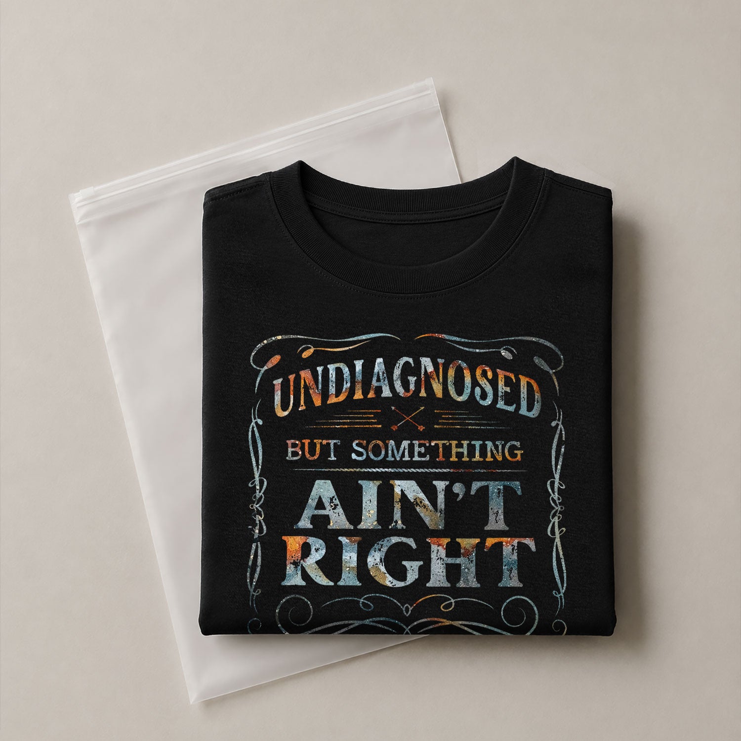 Undiagnosed But Something Ain't Right T-Shirt Rusty Vintage Ornate Graphic Apparel - Rust Field Wear