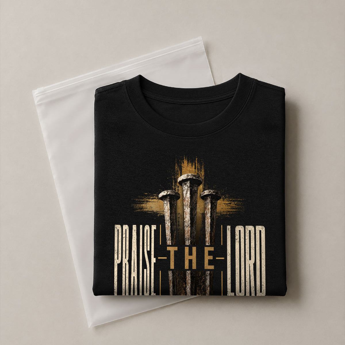 Praise The Lord Psalm 150 6 Nails Cross Graphic Christian T Shirt Apparel Men Clothing - Rust Field Wear