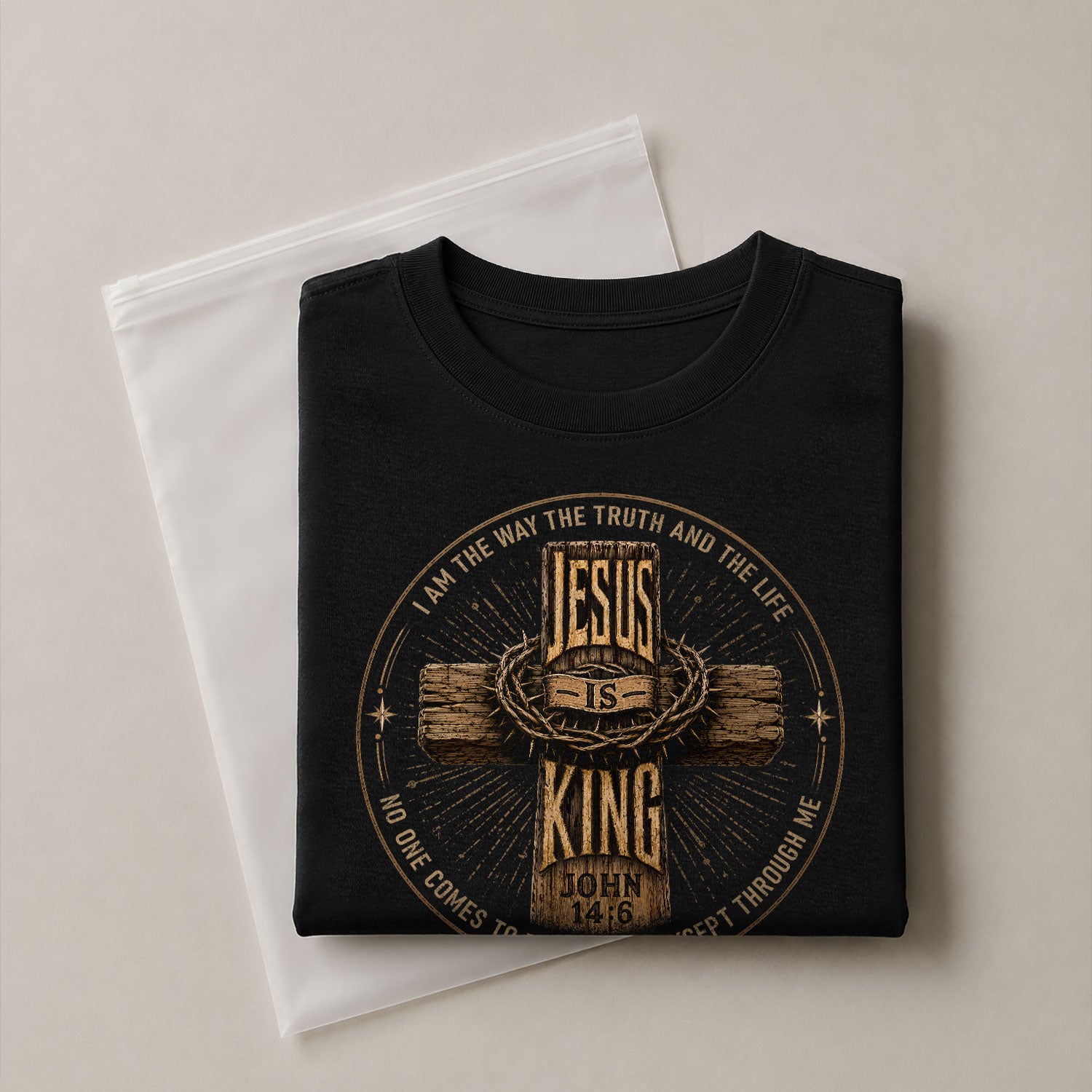 Jesus Is King Shirt Christian Men Shirt Wooden Cross John 14 6 Bible Verse Patriotic Tee - Rust Field Wear