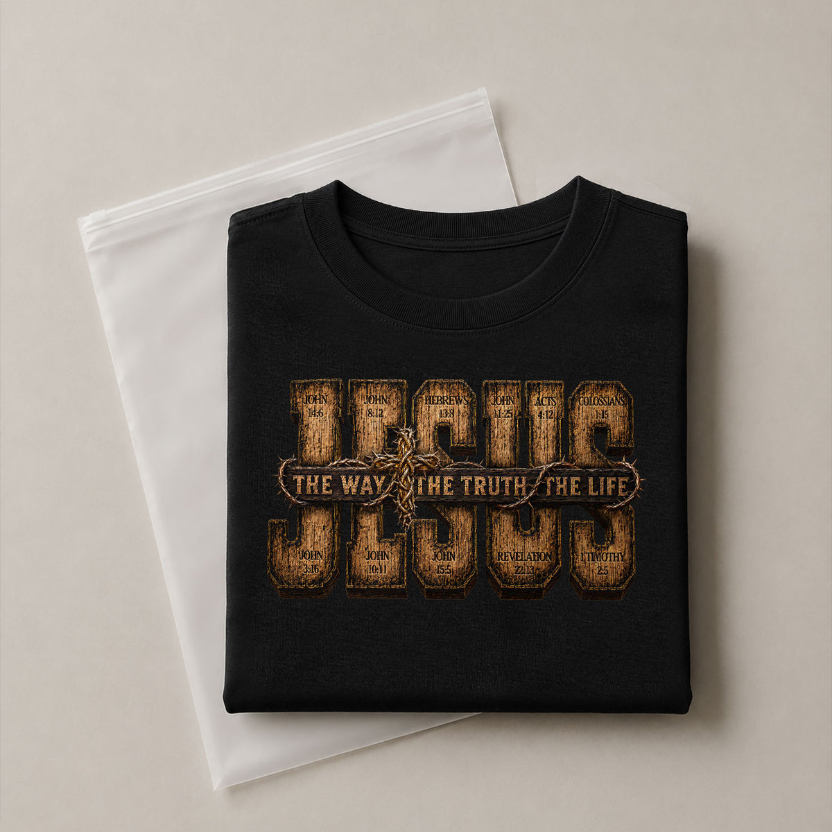Jesus The Way The Truth The Life Scripture Cross Christian Graphic Crewneck Tee Men - Rust Field Wear