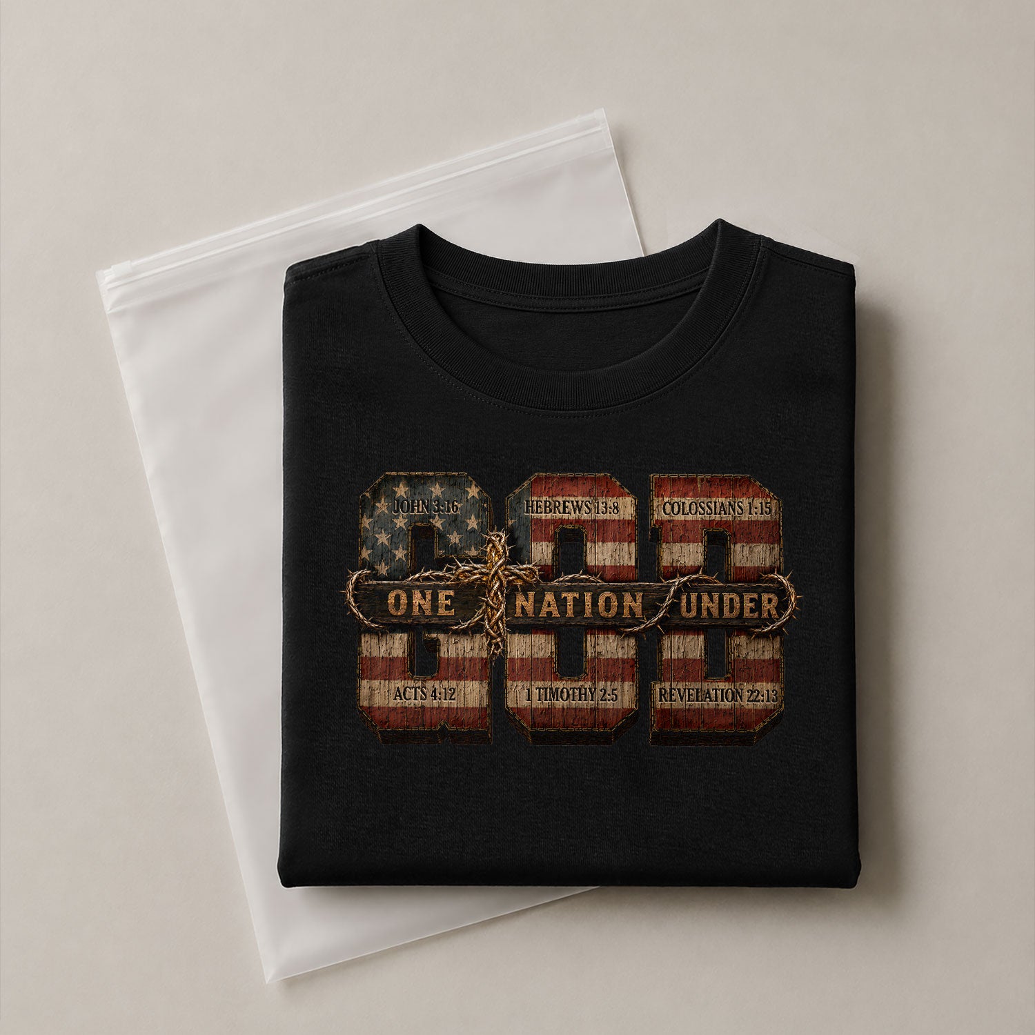 One Nation Under God USA Flag Scripture Christian Graphic Tee Shirt For Men Apparel - Rust Field Wear