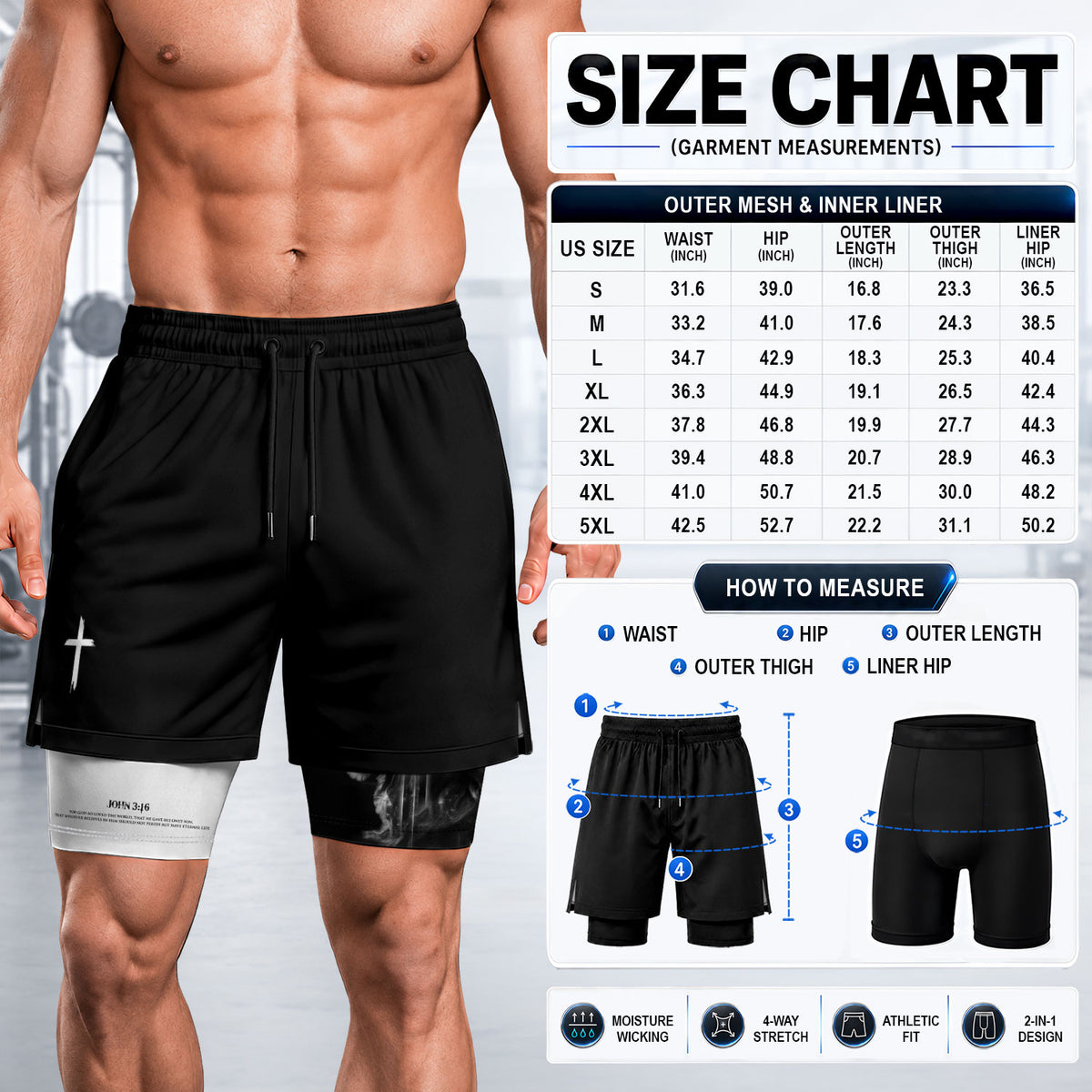 John 3:16 Christian Gym Shorts for Men Lion Cross Faith Design - Rust Field Wear