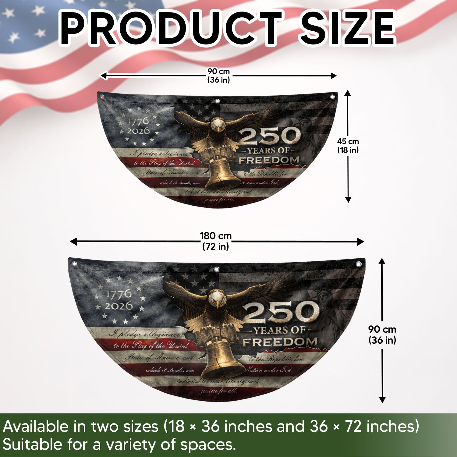 250 Years of Freedom Fence Flag 1776-2026 Liberty Bell Eagle Patriotic Banner Decor