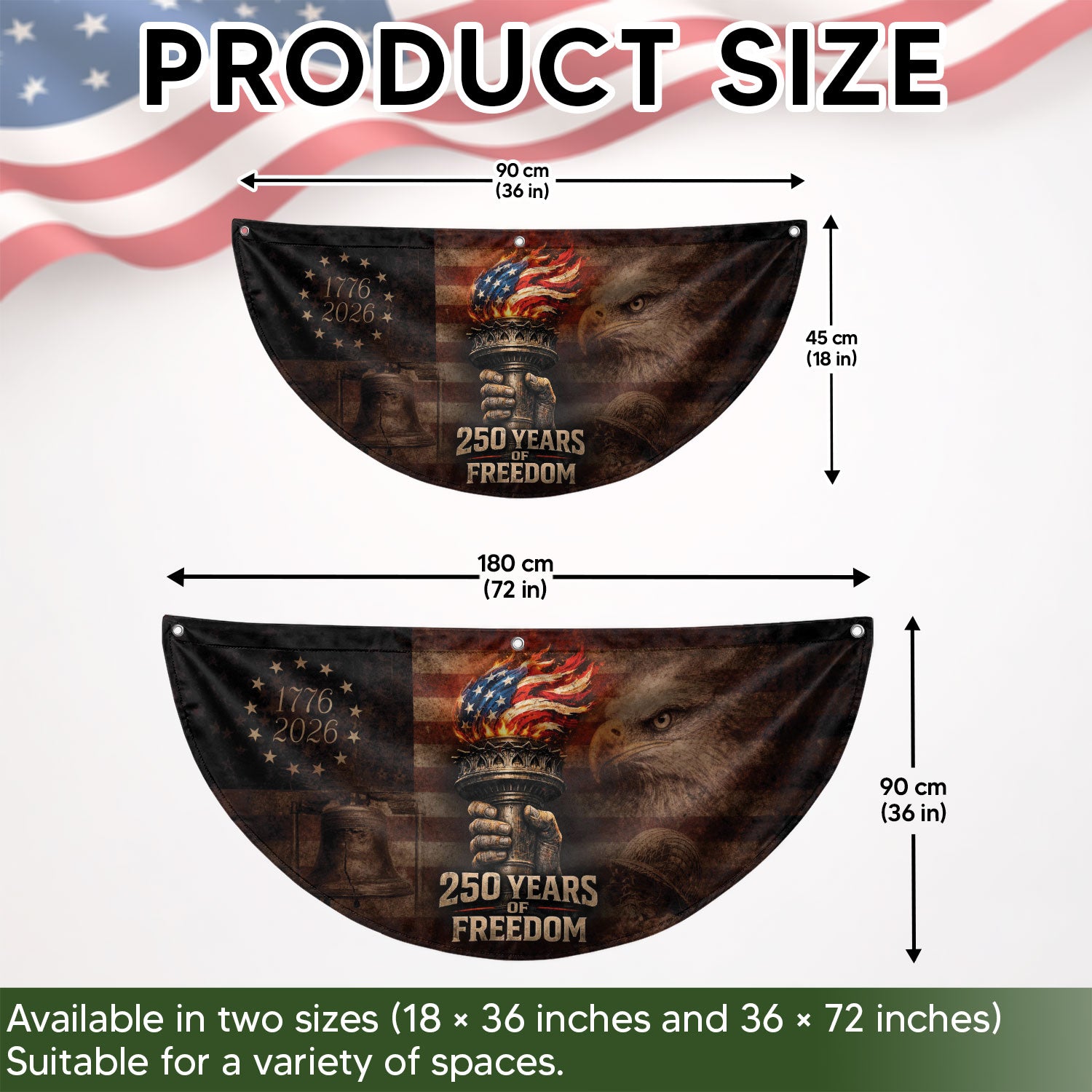 250th Anniversary Freedom Flag Fence Banner - Liberty Torch & Eagle Design for 2026 Celebration - Rust Field Wear