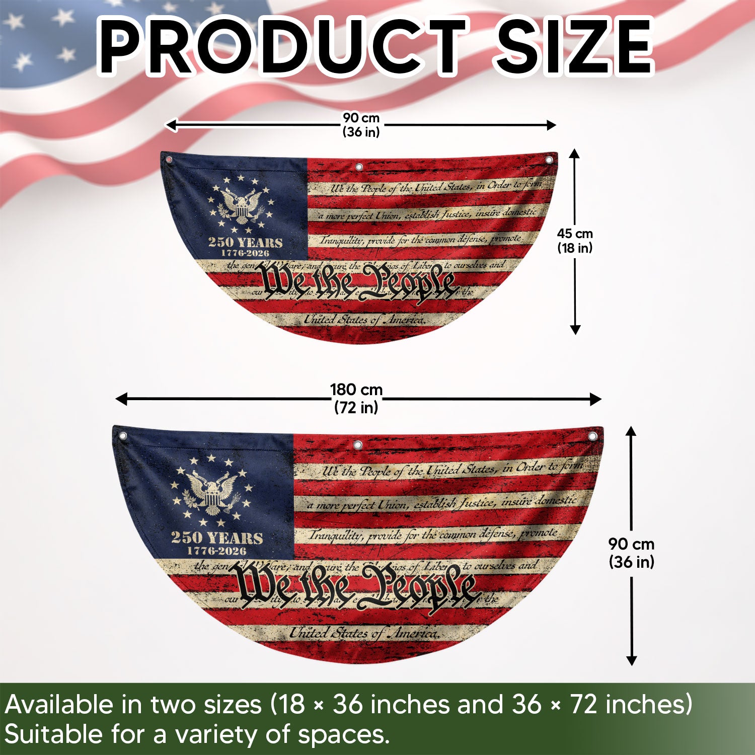 250th Anniversary USA Flag Fence Banner - Patriotic We The People Design for 2026 Celebration