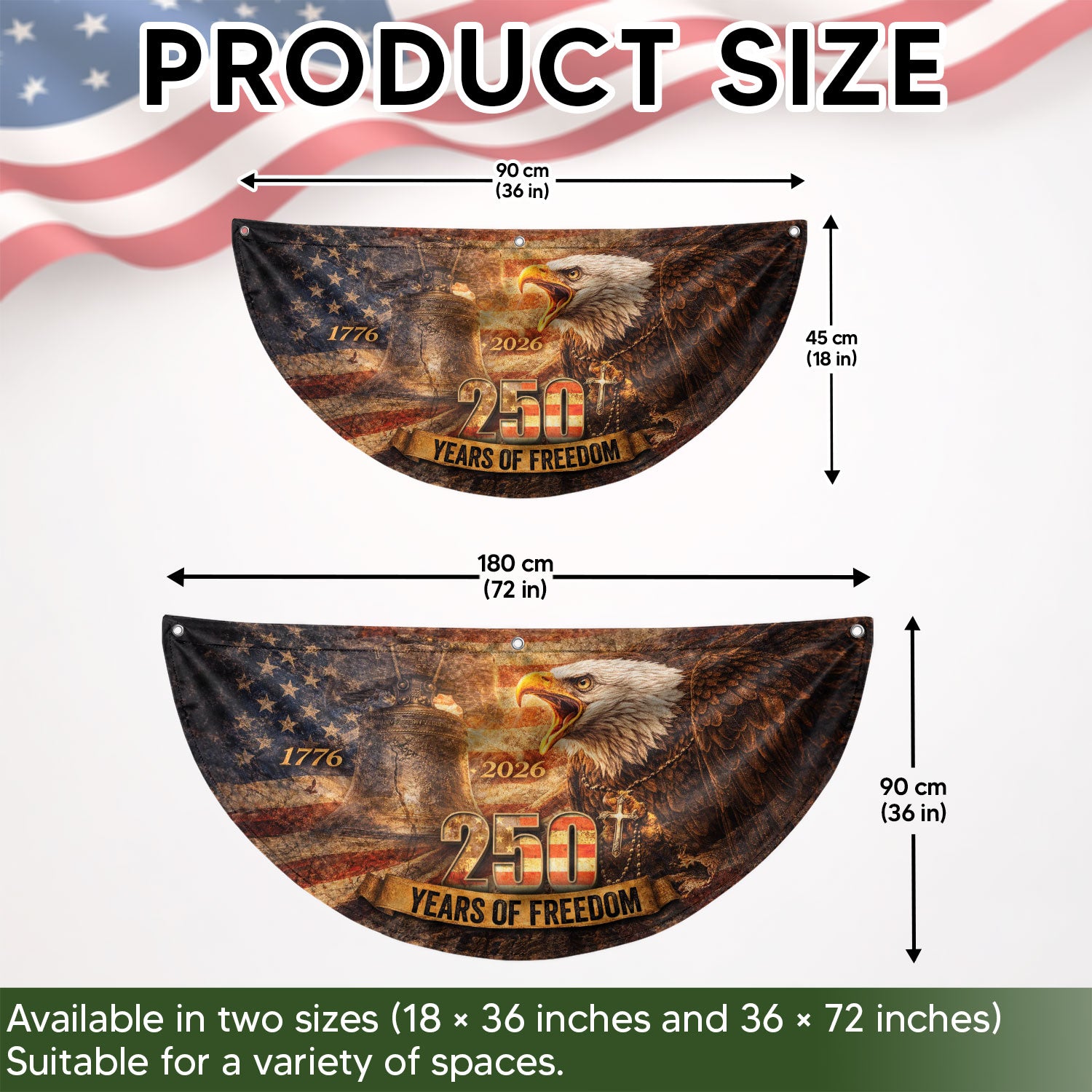 Fence Flag 250th Anniversary USA Flag 1776 2026 Patriotic Eagle American 250 Year Celebration Flag - Rust Field Wear