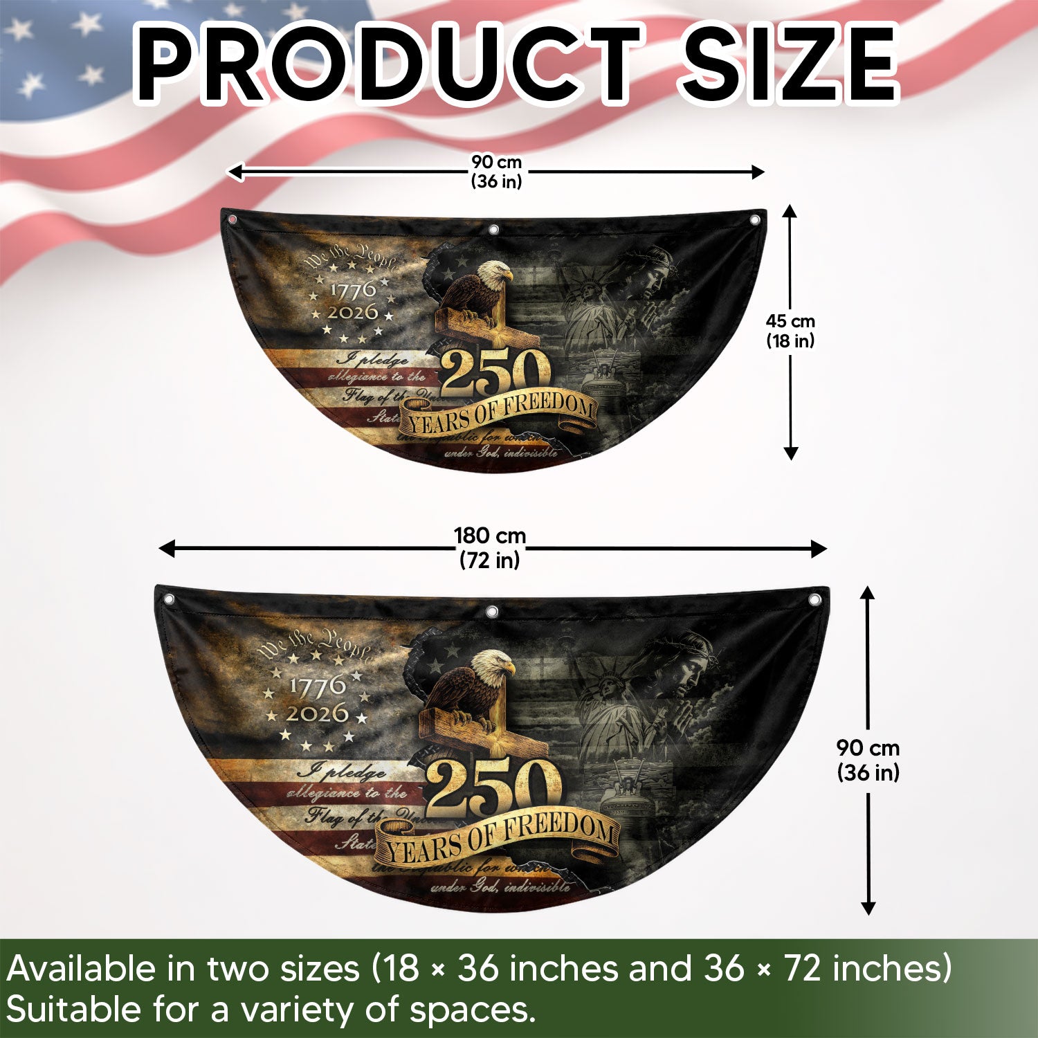 Fence Flag 250th Anniversary USA Flag 1776-2026 Eagle Patriotic 250 Year American Anniversary Flag Decor - Rust Field Wear
