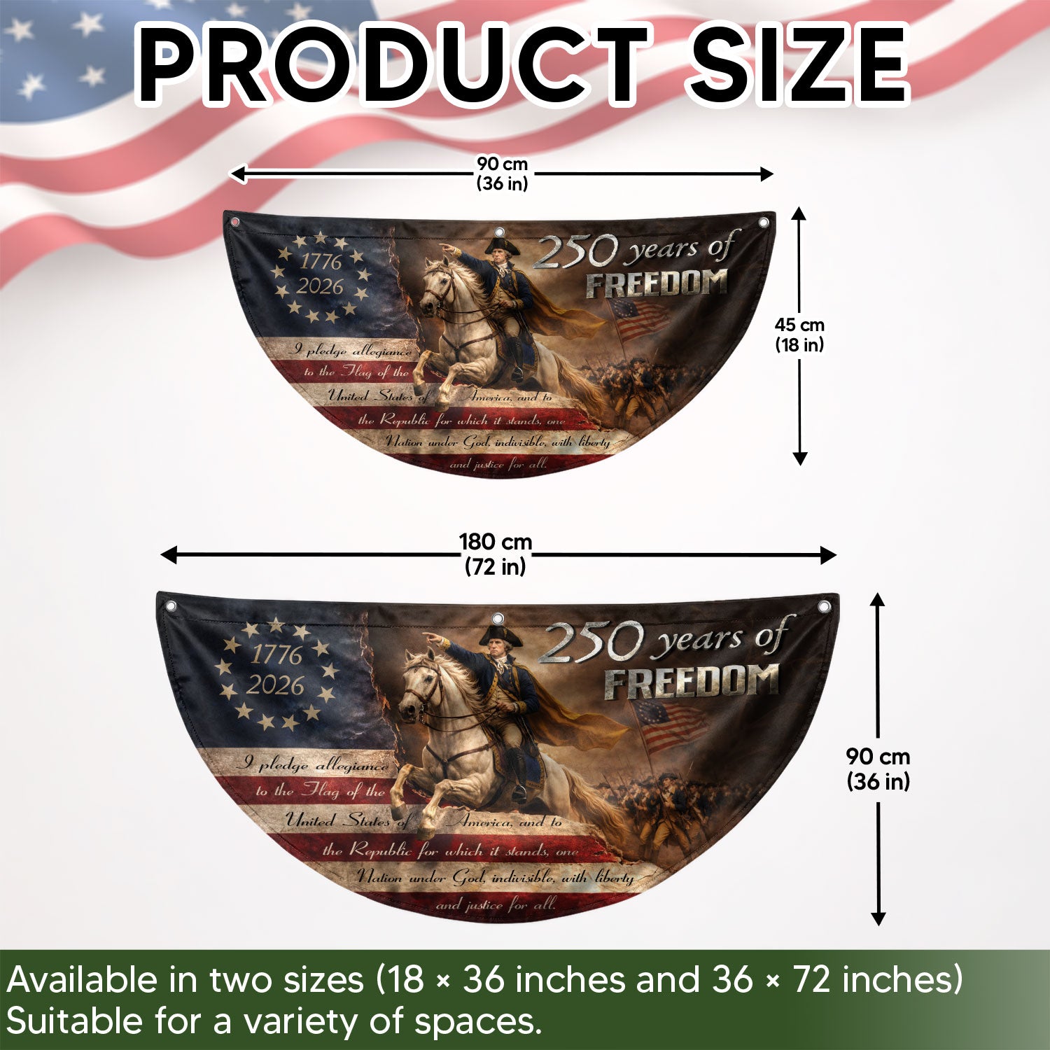 250 Years of Freedom Fence Flag George Washington Patriotic 1776-2026 Outdoor Banner