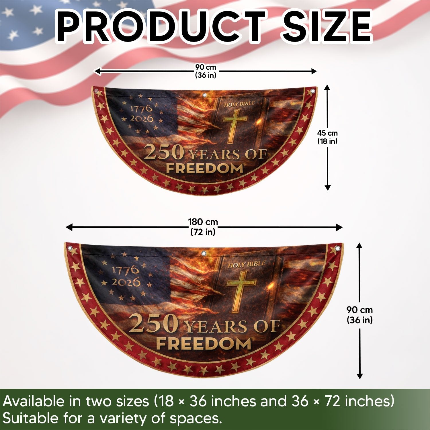 Christian Patriotic Fence Flag 1776-2026 – Holy Bible American Flag 250 Years of Freedom Double Sided Banner - Rust Field Wear